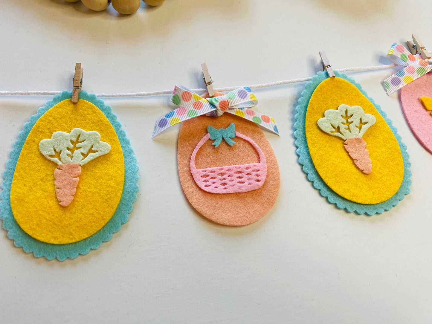 Easter Egg Miniature Felt Banner, Pastel Garland, Wall Hanging Decoration