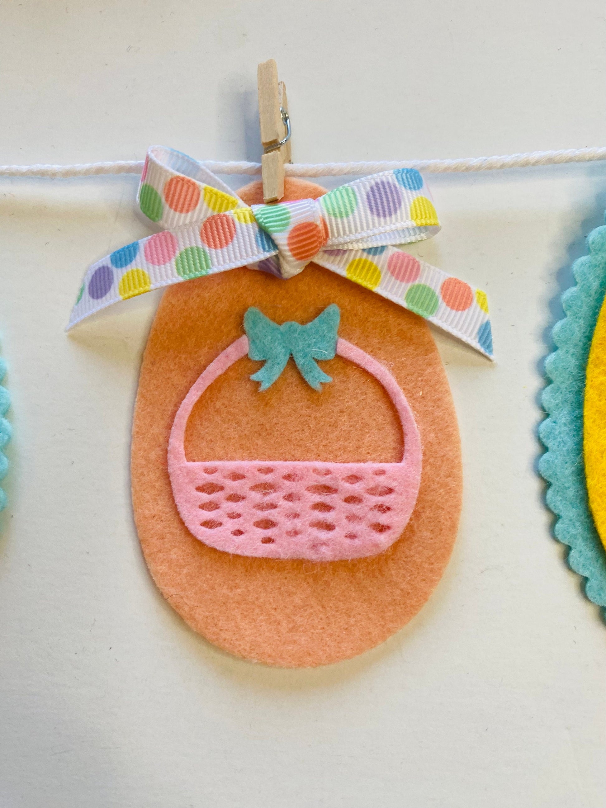 Easter Egg Miniature Felt Banner, Pastel Garland, Wall Hanging Decoration