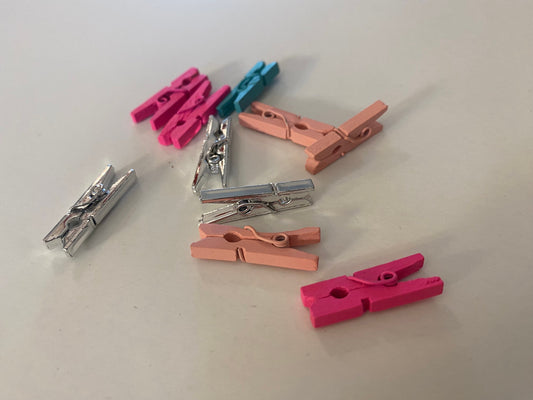 Miniature Colored Clothespins- Set of 15