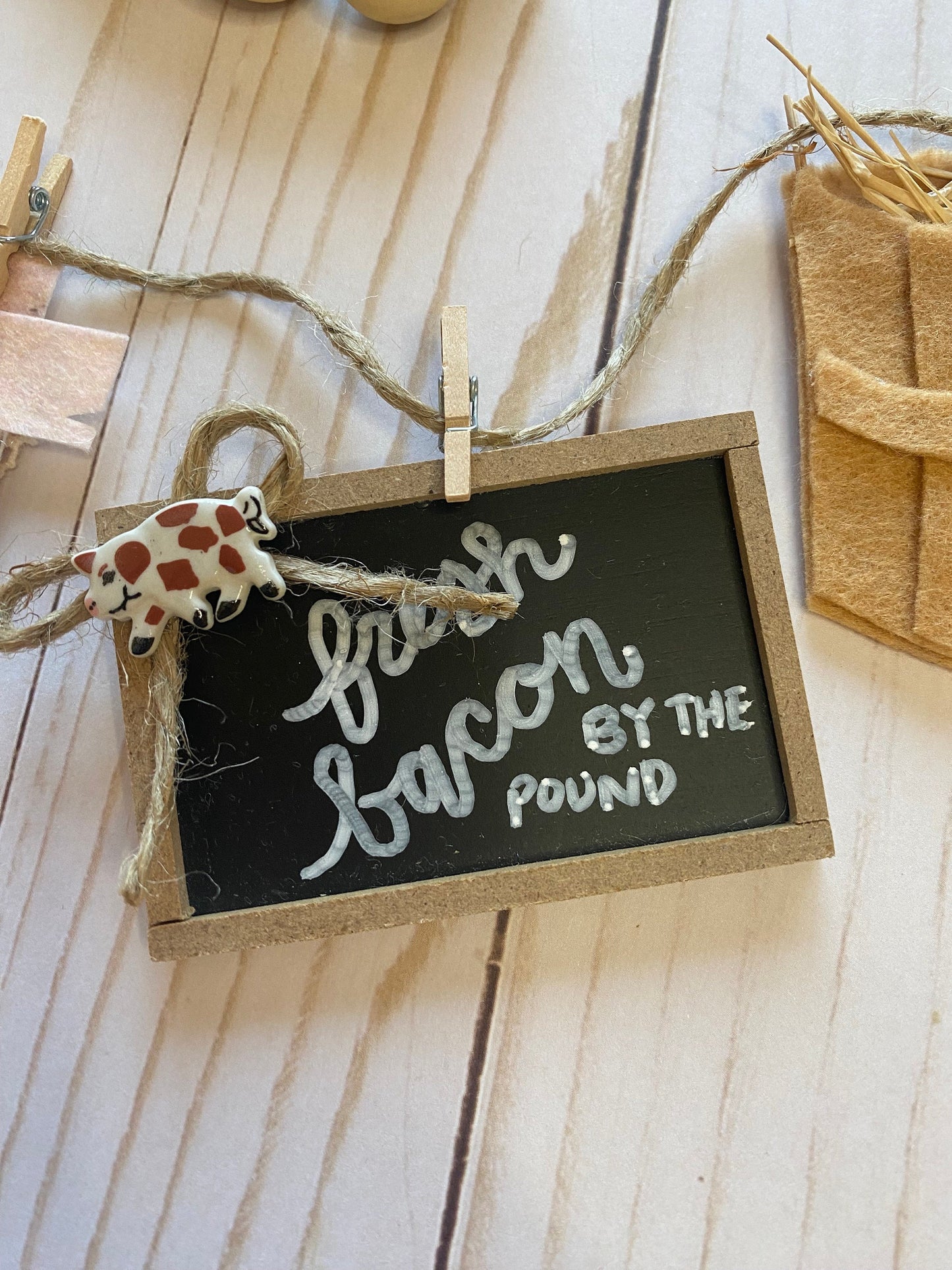 Farmstand Miniature Felt Clothesline Banner Farm Eggs Bunting Farmhouse Garland Home Decoration Wall Hanging