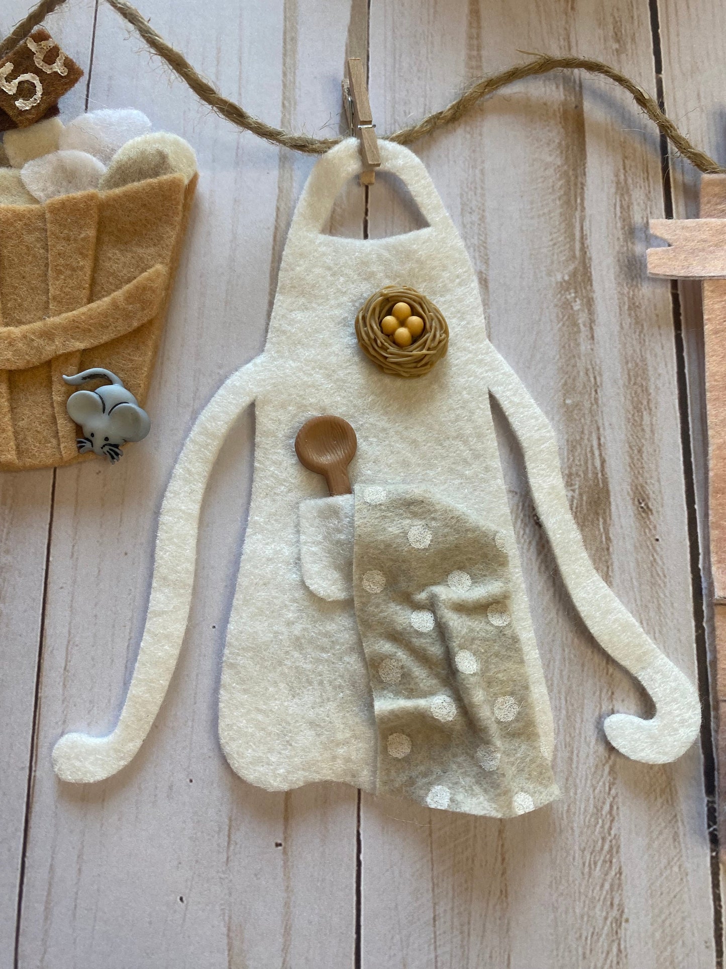 Farmstand Miniature Felt Clothesline Banner Farm Eggs Bunting Farmhouse Garland Home Decoration Wall Hanging