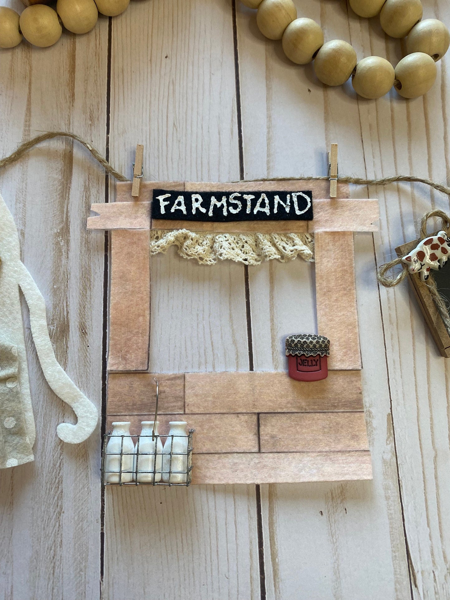 Farmstand Miniature Felt Clothesline Banner Farm Eggs Bunting Farmhouse Garland Home Decoration Wall Hanging