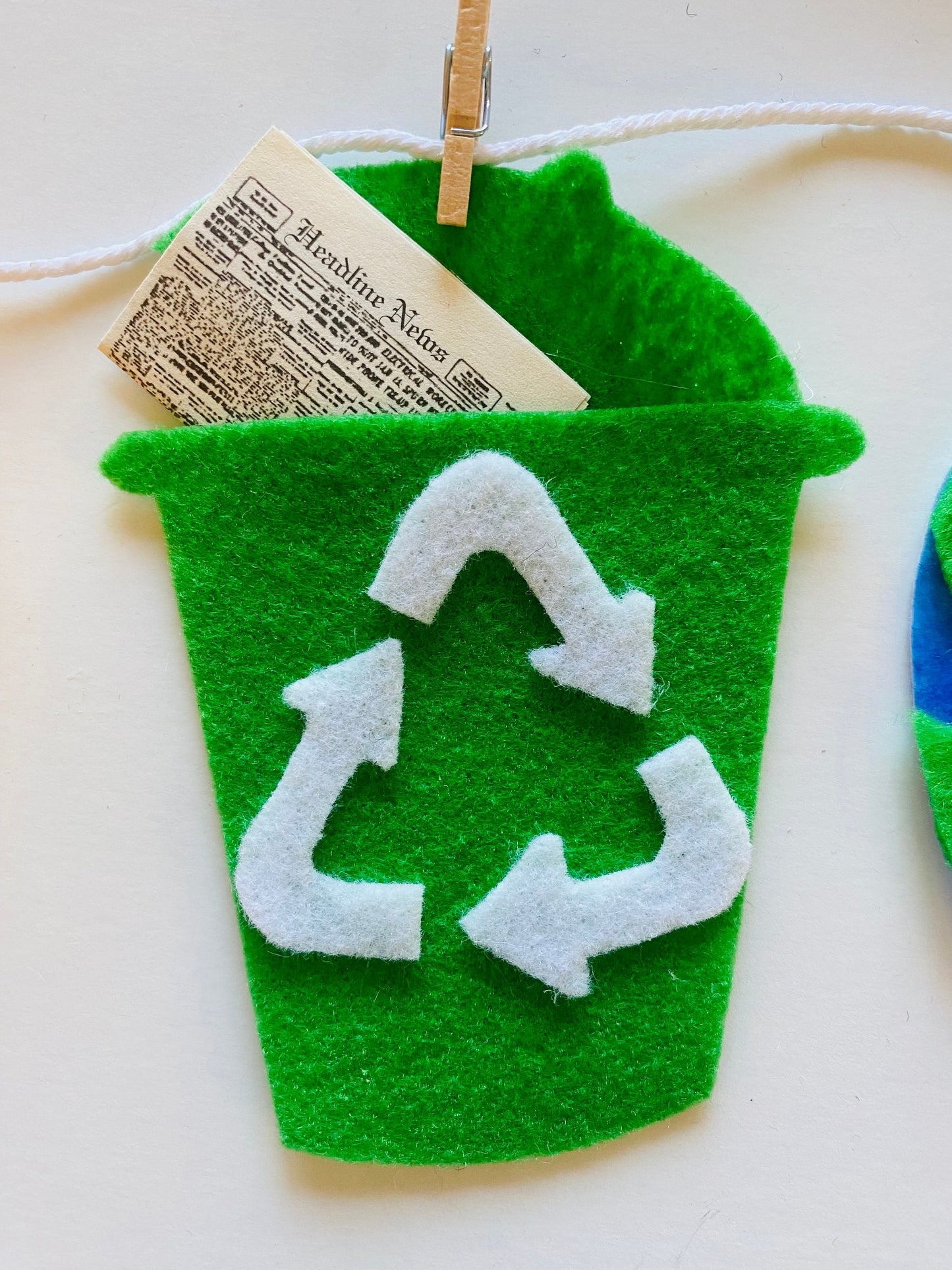 Earth Day Miniature Felt Banner, Earth-Friendly Garland, Bunting, Wall Hanging Decoration