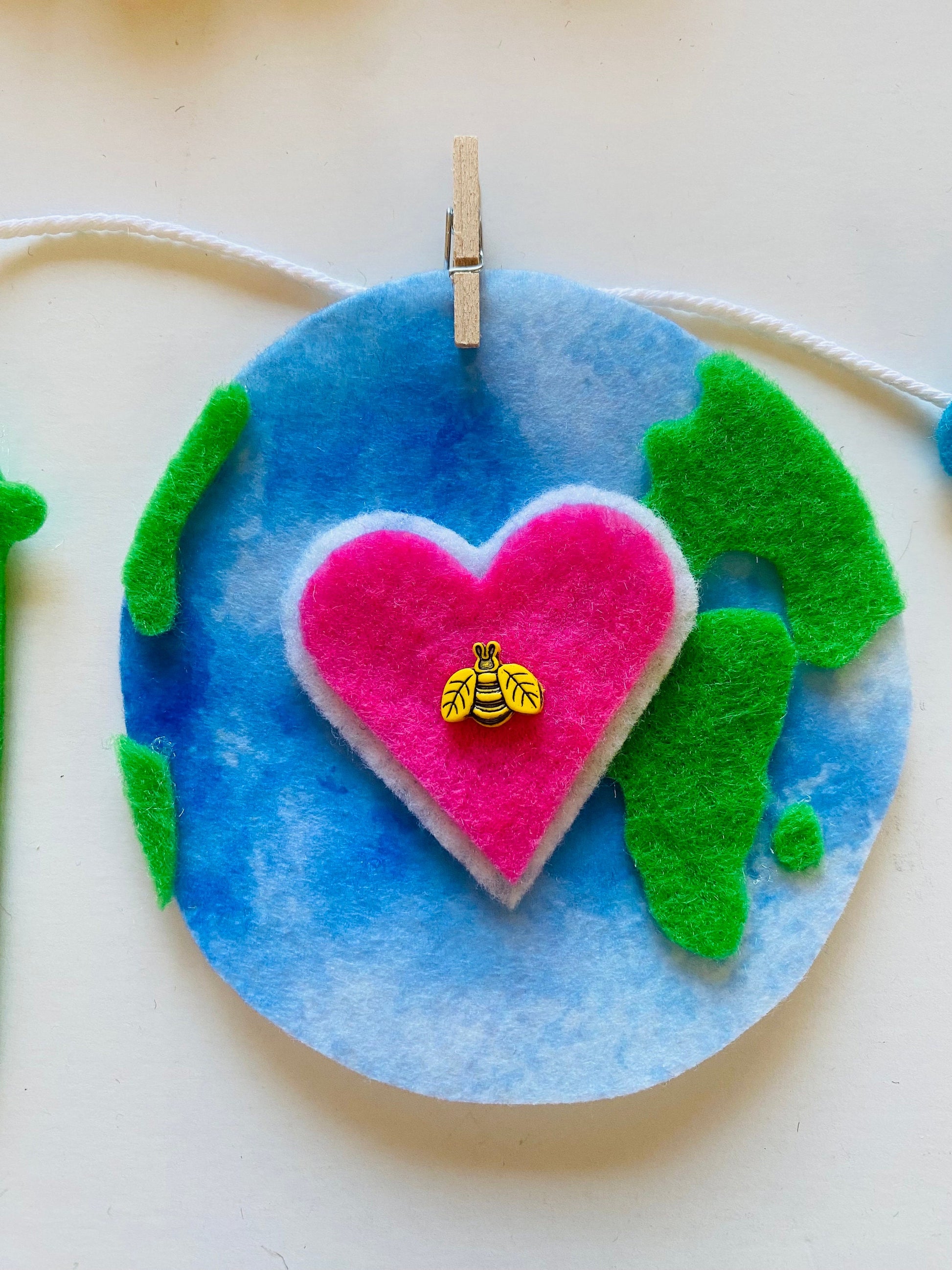 Earth Day Miniature Felt Banner, Earth-Friendly Garland, Bunting, Wall Hanging Decoration