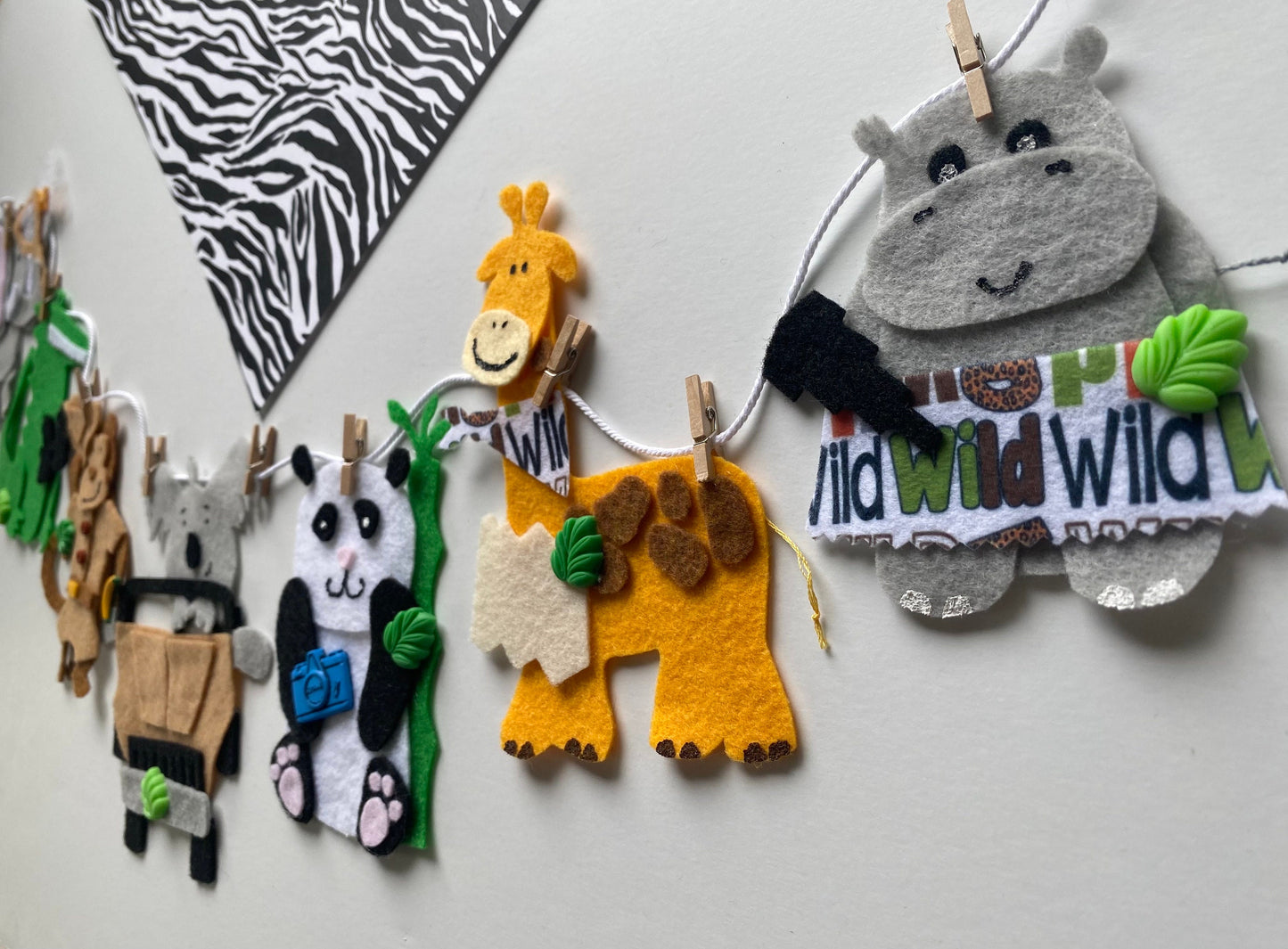 African Safari Animal Felt Banner, Jungle Safari Garland, Bunting, Nursery Wall Hanging, Party Decoration