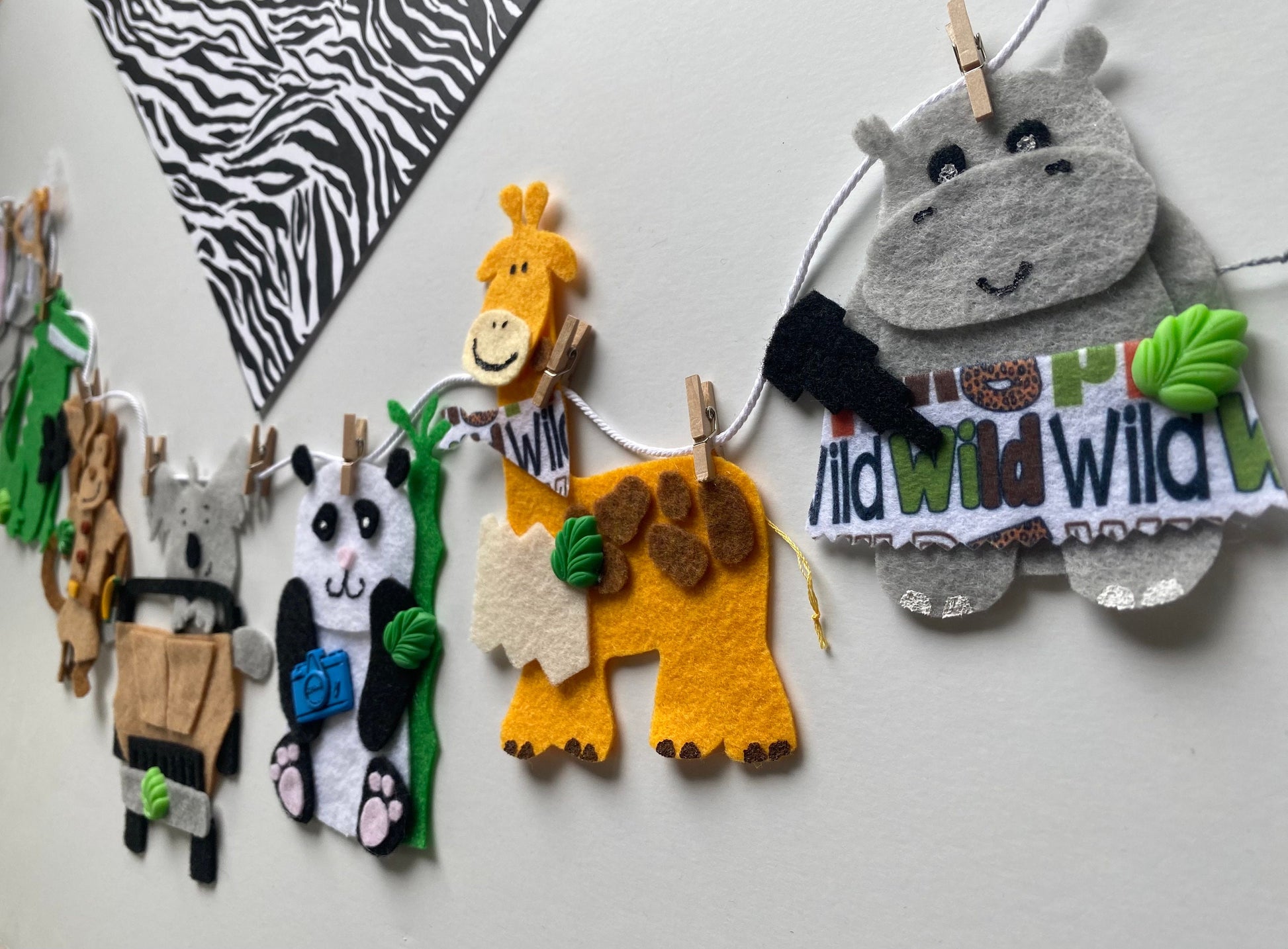 African Safari Animal Felt Banner, Jungle Safari Garland, Bunting, Nursery Wall Hanging, Party Decoration