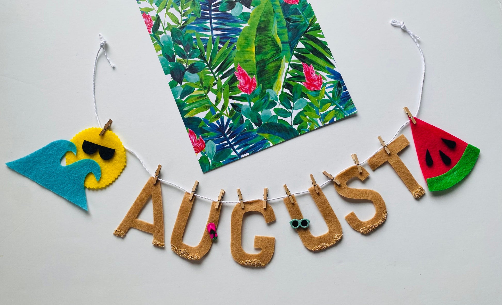 August Monthly Banner, Beach Garland, Sun and Waves Vacation Bulletin Board Decoration