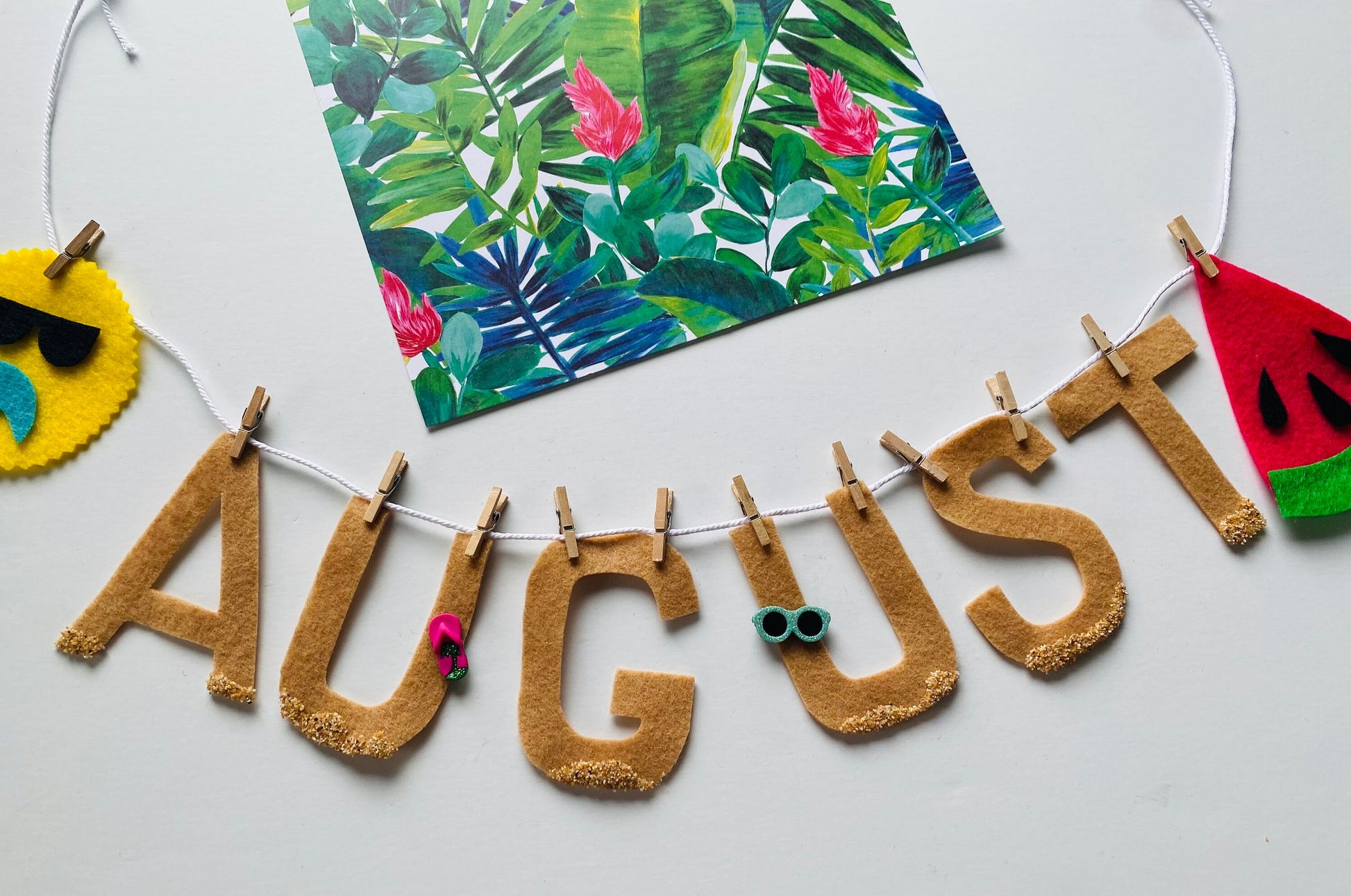 August Monthly Banner, Beach Garland, Sun and Waves Vacation Bulletin Board Decoration