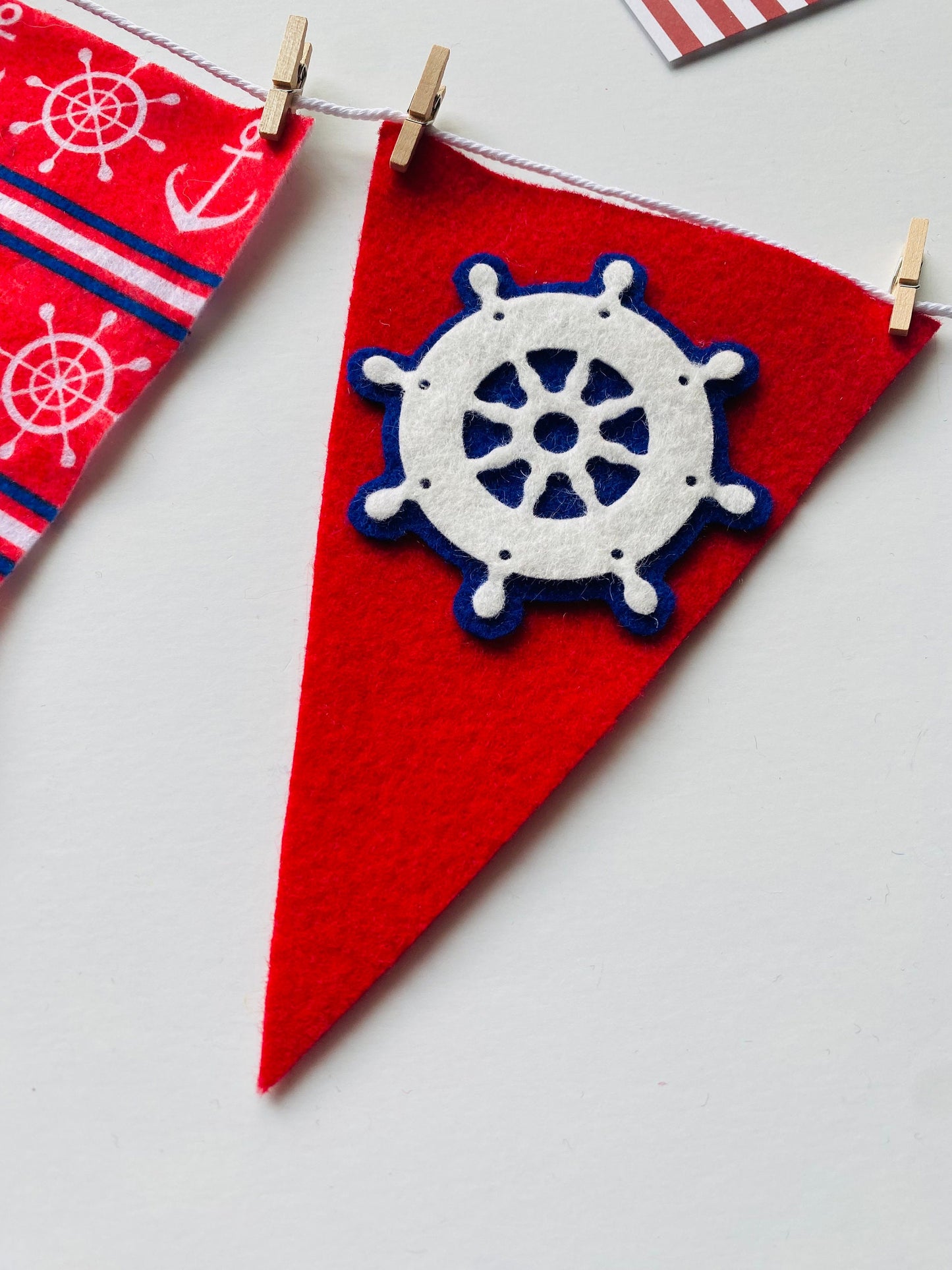 Nautical Boating Felt Flag Banner, Seafaring Pennants, Anchor Garland, Wall Hanging Decoration