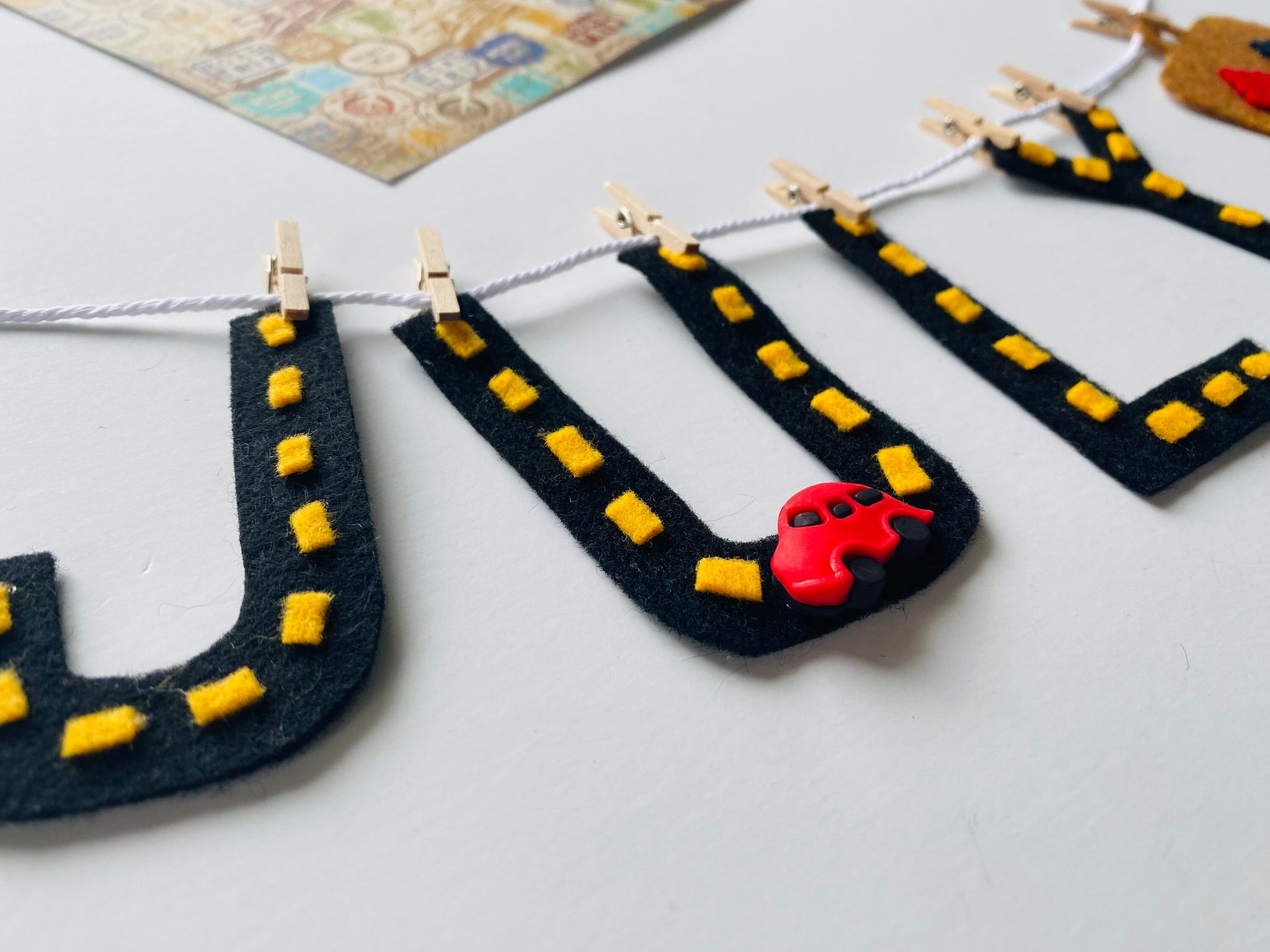 July Monthly Banner, Road Trip Garland, Bunting with Airplane and Suitcase