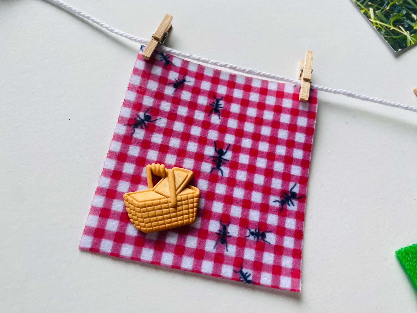 June Monthly Banner, Picnic Garland, Classroom Bulletin Board Bunting with Grass, Ants, Picnic Basket and Lemonade