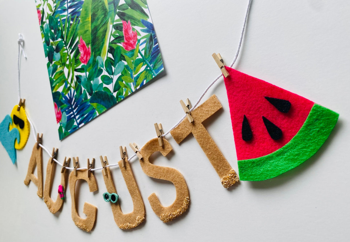 August Monthly Banner, Beach Garland, Sun and Waves Vacation Bulletin Board Decoration