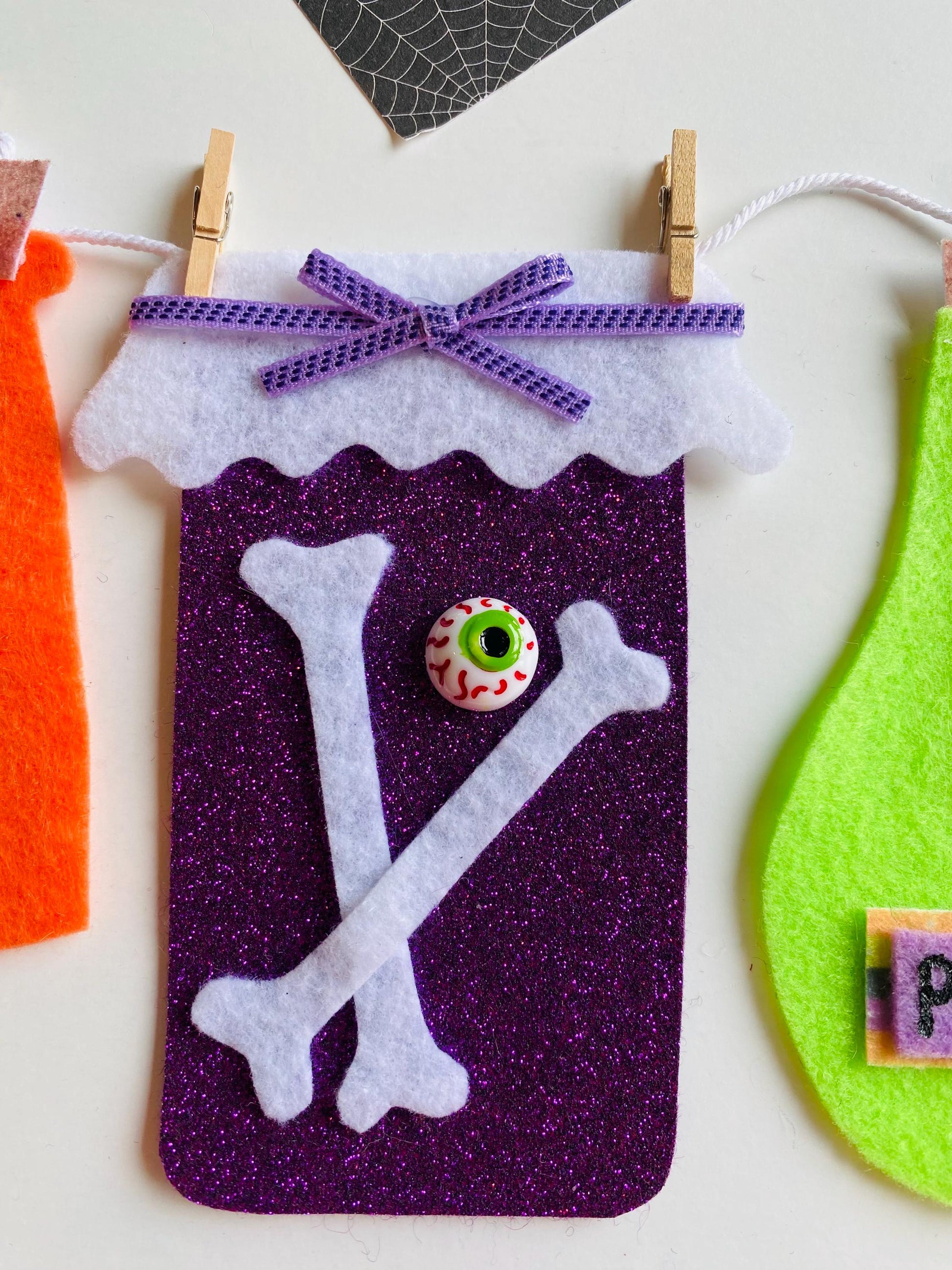 Halloween Potions Banner, Witch’s Spell Book Garland, Bunting, Decoration for Parties or Home Decor