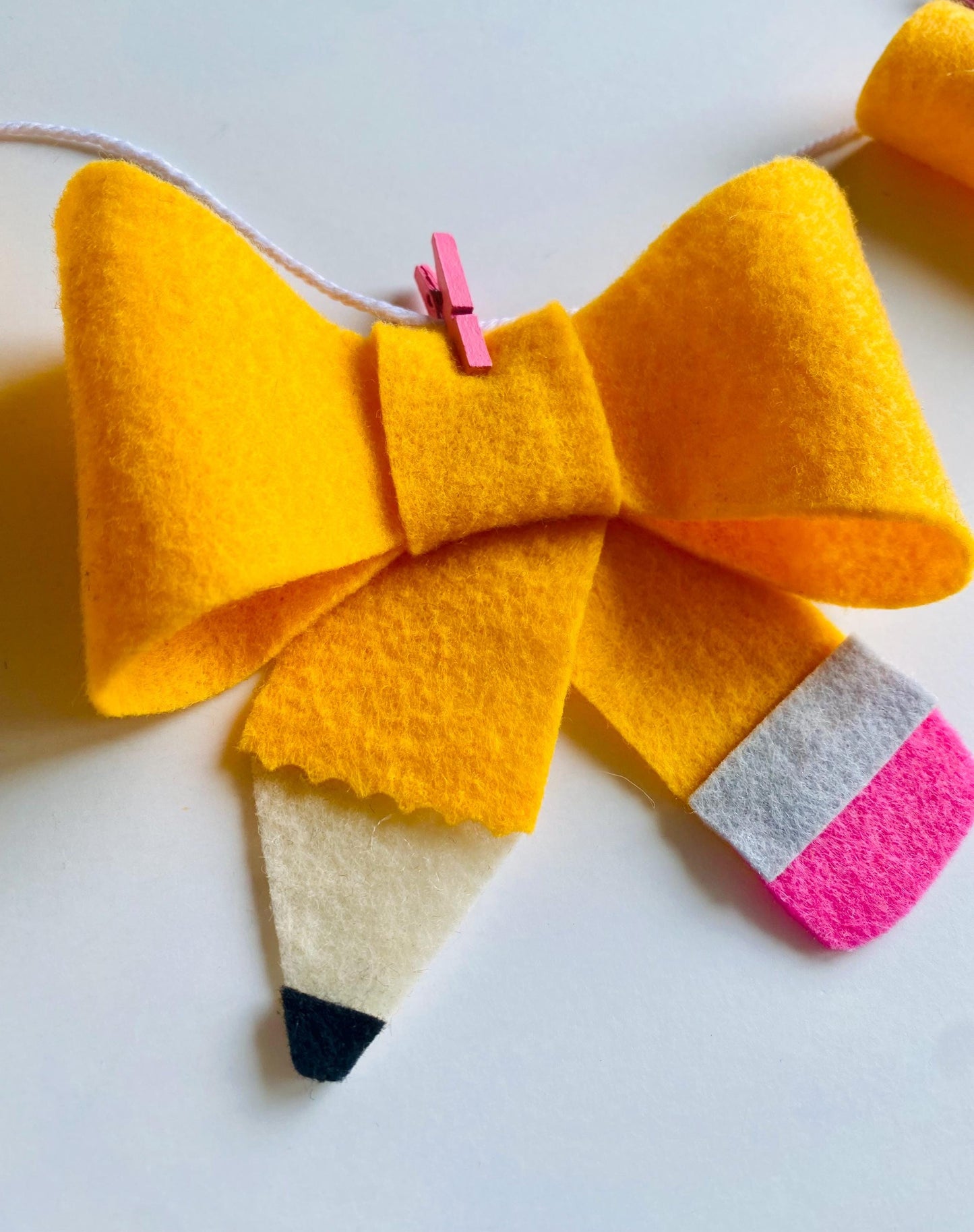 Pencil Bow Banner, Back to School Garland, Teacher Bunting, Classroom Wall Hanging Decoration for September