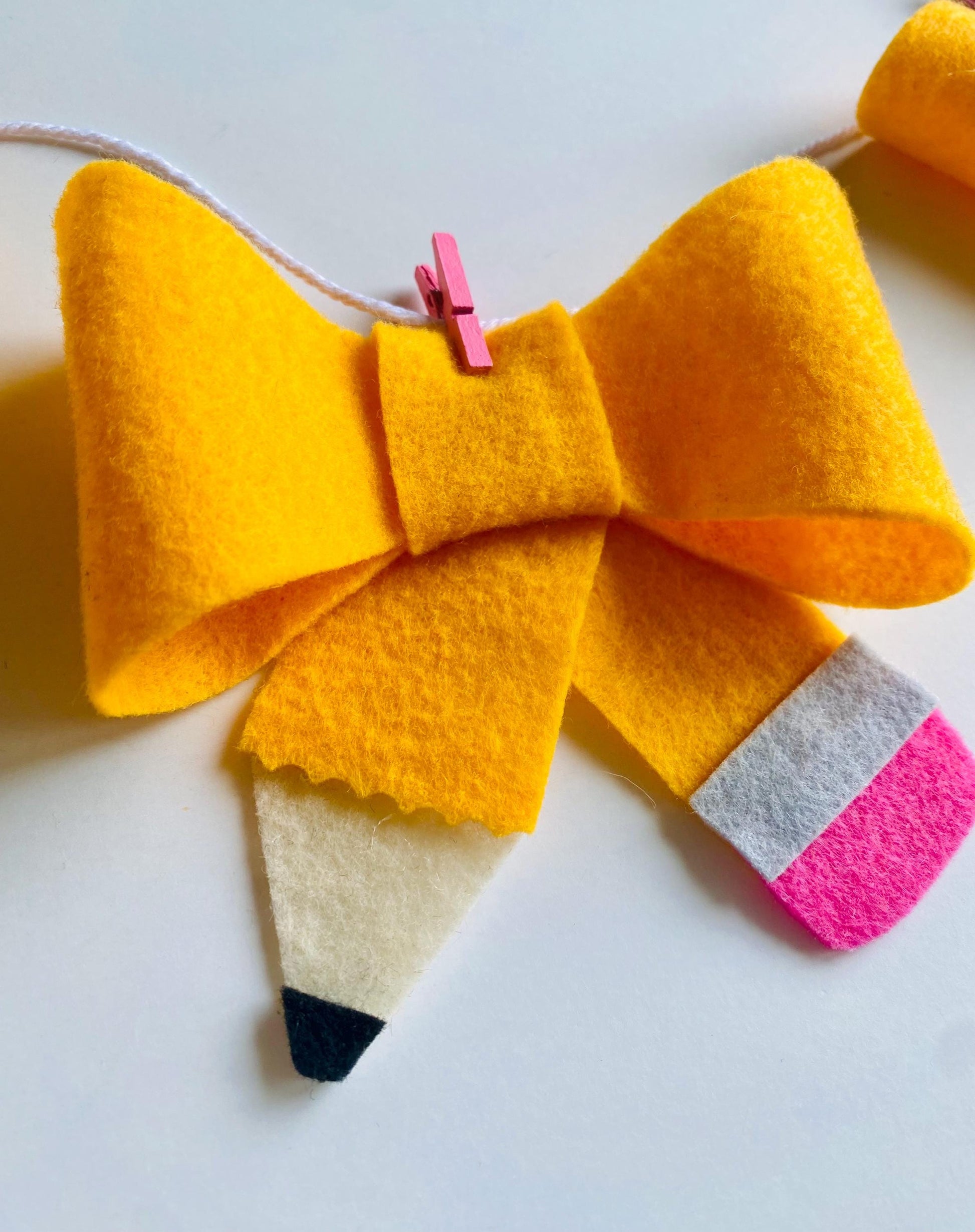 Pencil Bow Banner, Back to School Garland, Teacher Bunting, Classroom Wall Hanging Decoration for September
