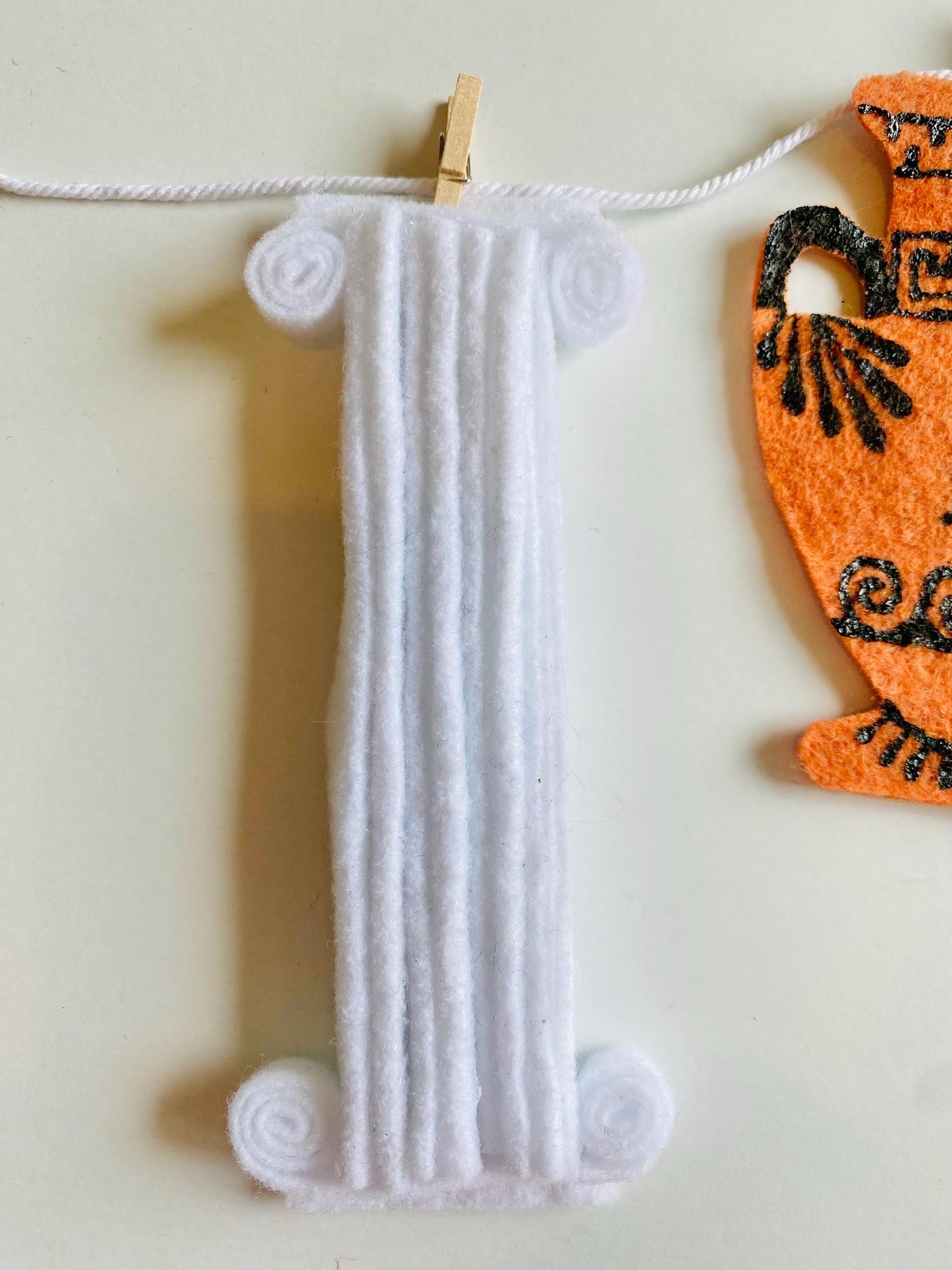 Rome Toga Party Felt Banner, Greek Columns Garland, Bunting, Wall Hanging Decoration for History Classroom