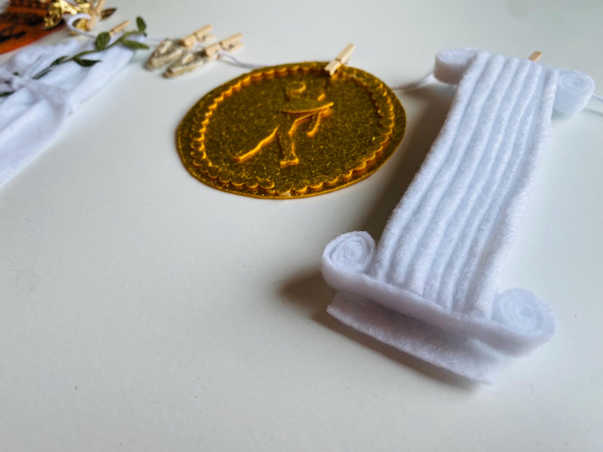 Rome Toga Party Felt Banner, Greek Columns Garland, Bunting, Wall Hanging Decoration for History Classroom