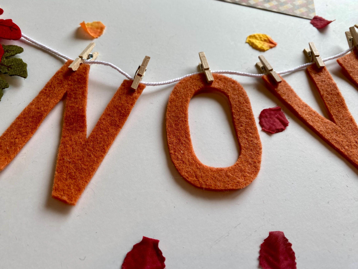 November Monthly Banner, Turkey Garland, Classroom Bulletin Board Bunting with Pilgrim Hat and Leaves