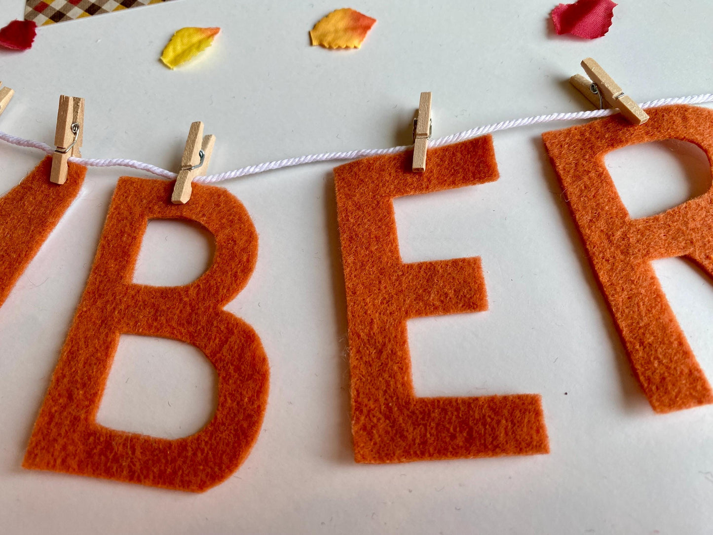 November Monthly Banner, Turkey Garland, Classroom Bulletin Board Bunting with Pilgrim Hat and Leaves