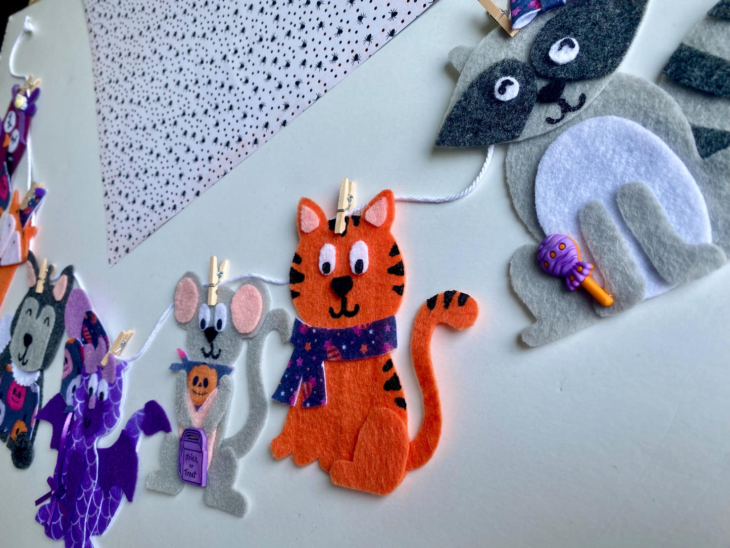 Halloween Animals Banner, October Creatures Garland, Nocturnal Animals Bunting, Wall Hanging Decoration