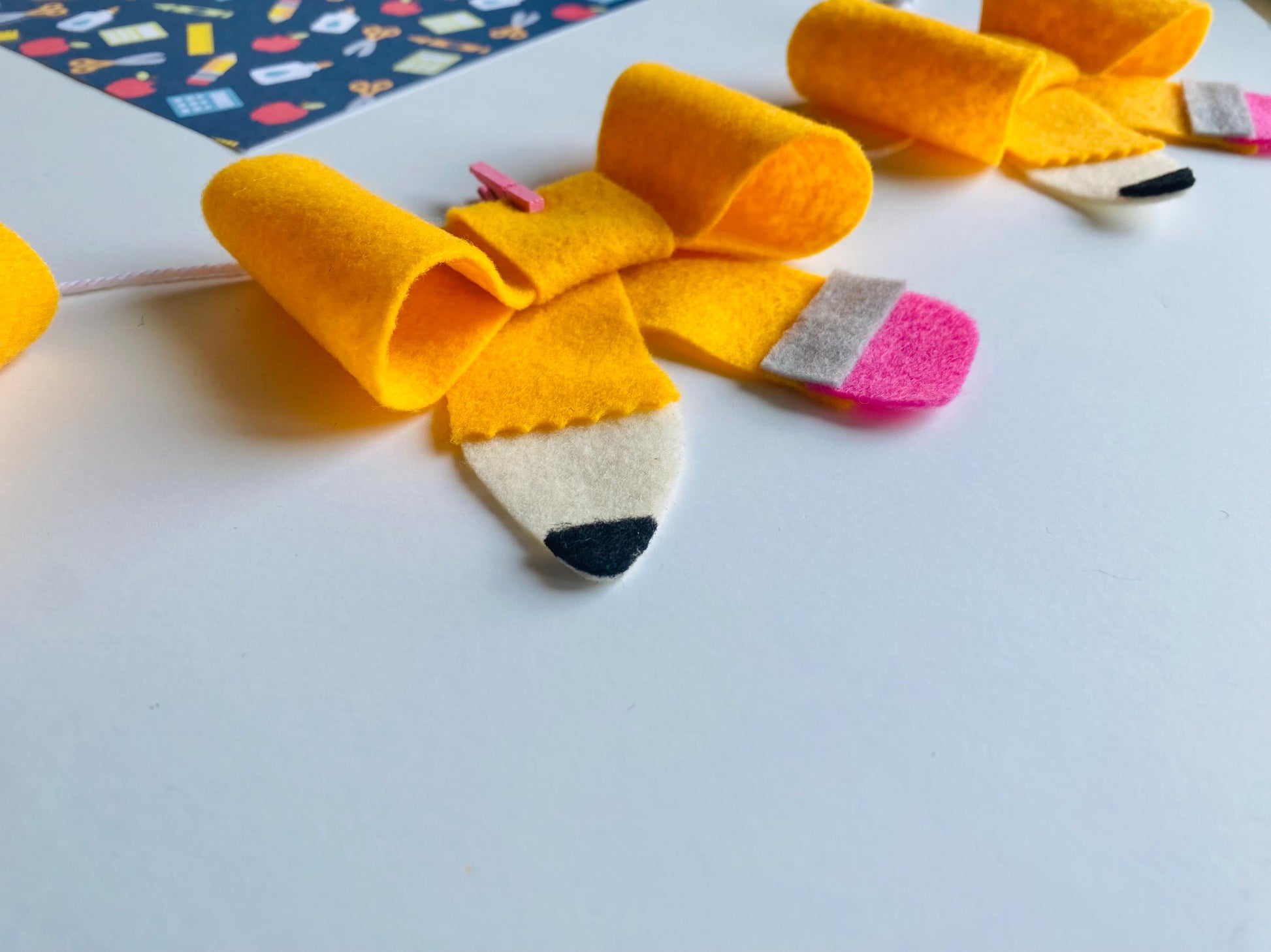 Pencil Bow Banner, Back to School Garland, Teacher Bunting, Classroom Wall Hanging Decoration for September