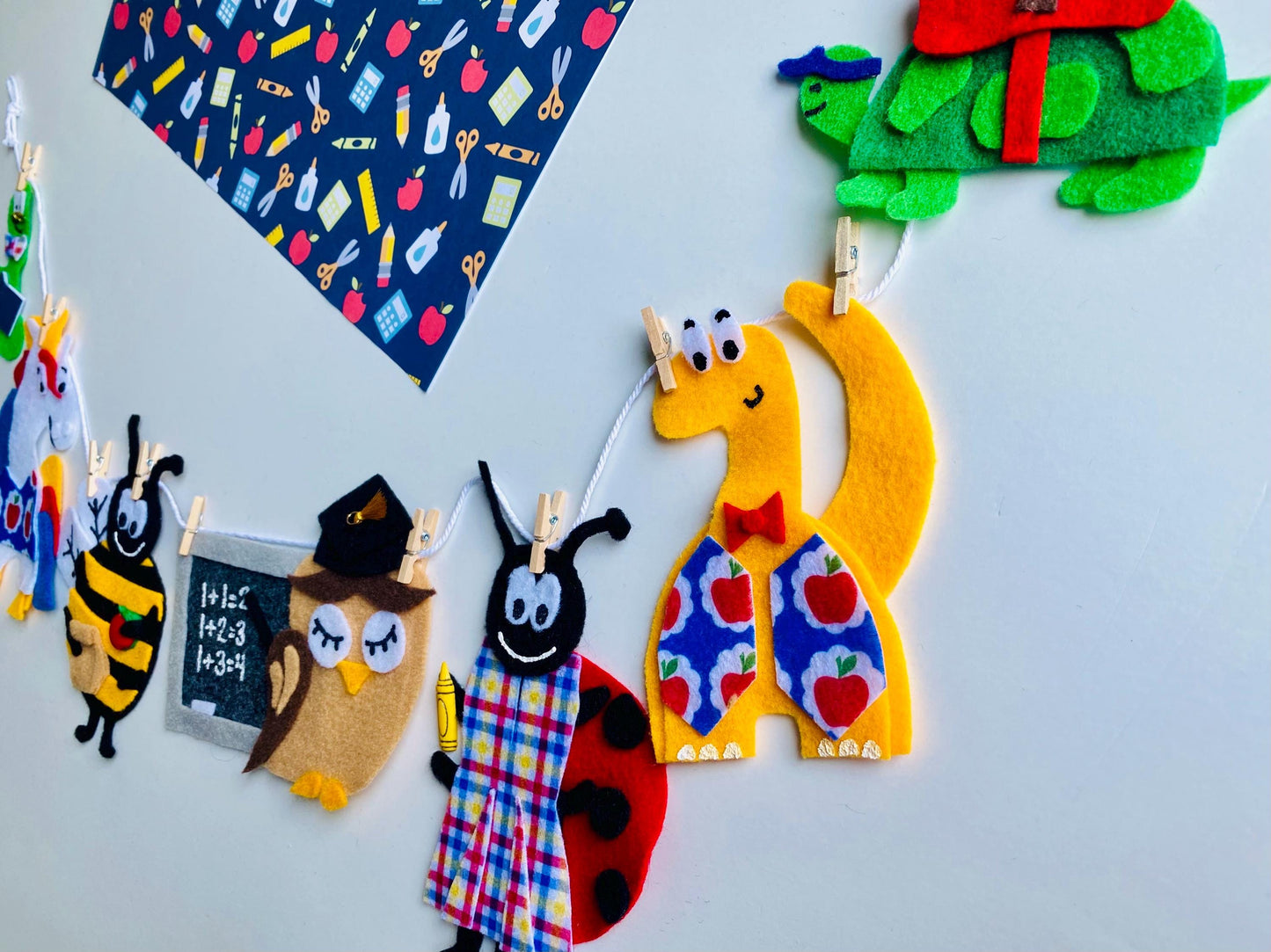 Back to School Animals Banner, School Garland, September Bunting, Wall Hanging Decoration for Teacher