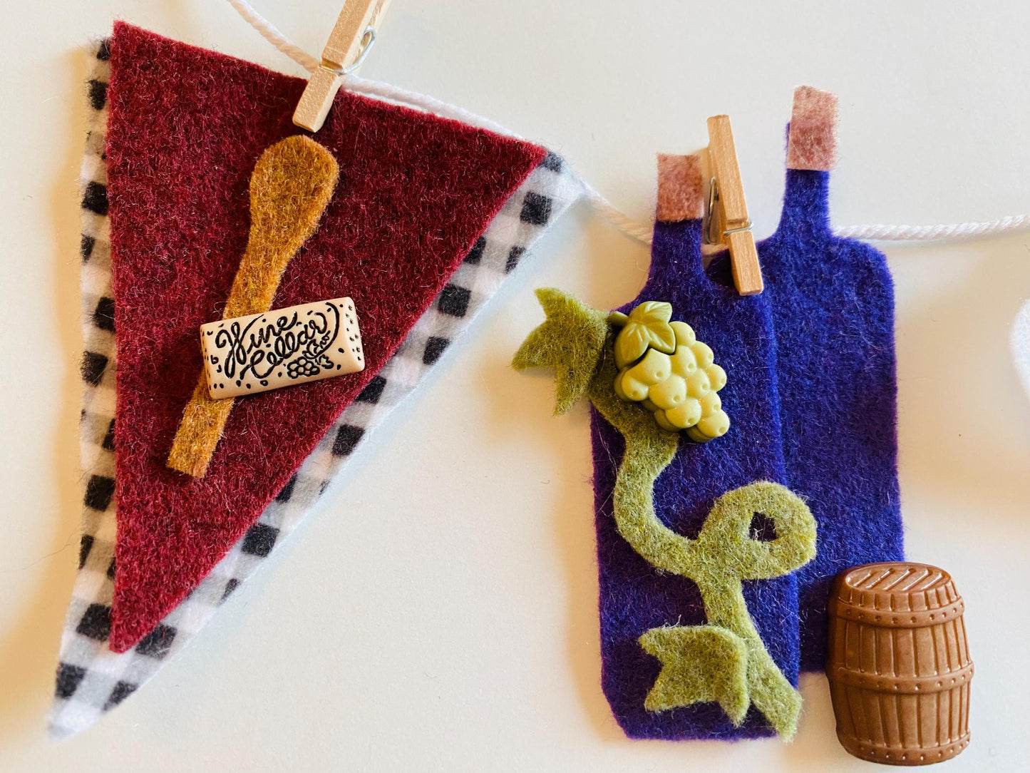 Italian Chef Miniature Felt Clothesline Banner Wine Garland Wall Hanging Bunting Decoration for Wine Lovers