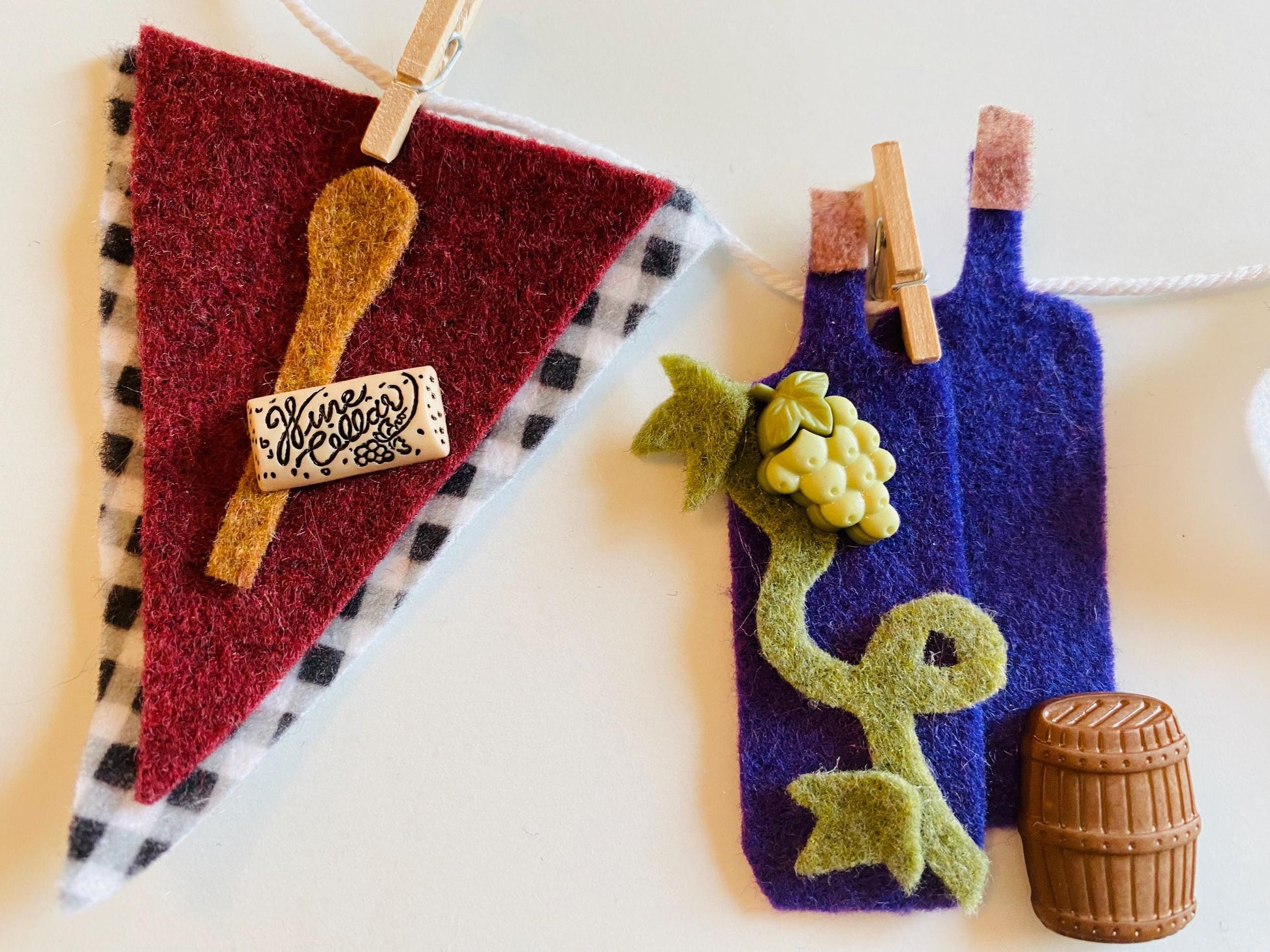 Italian Chef Miniature Felt Clothesline Banner Wine Garland Wall Hanging Bunting Decoration for Wine Lovers
