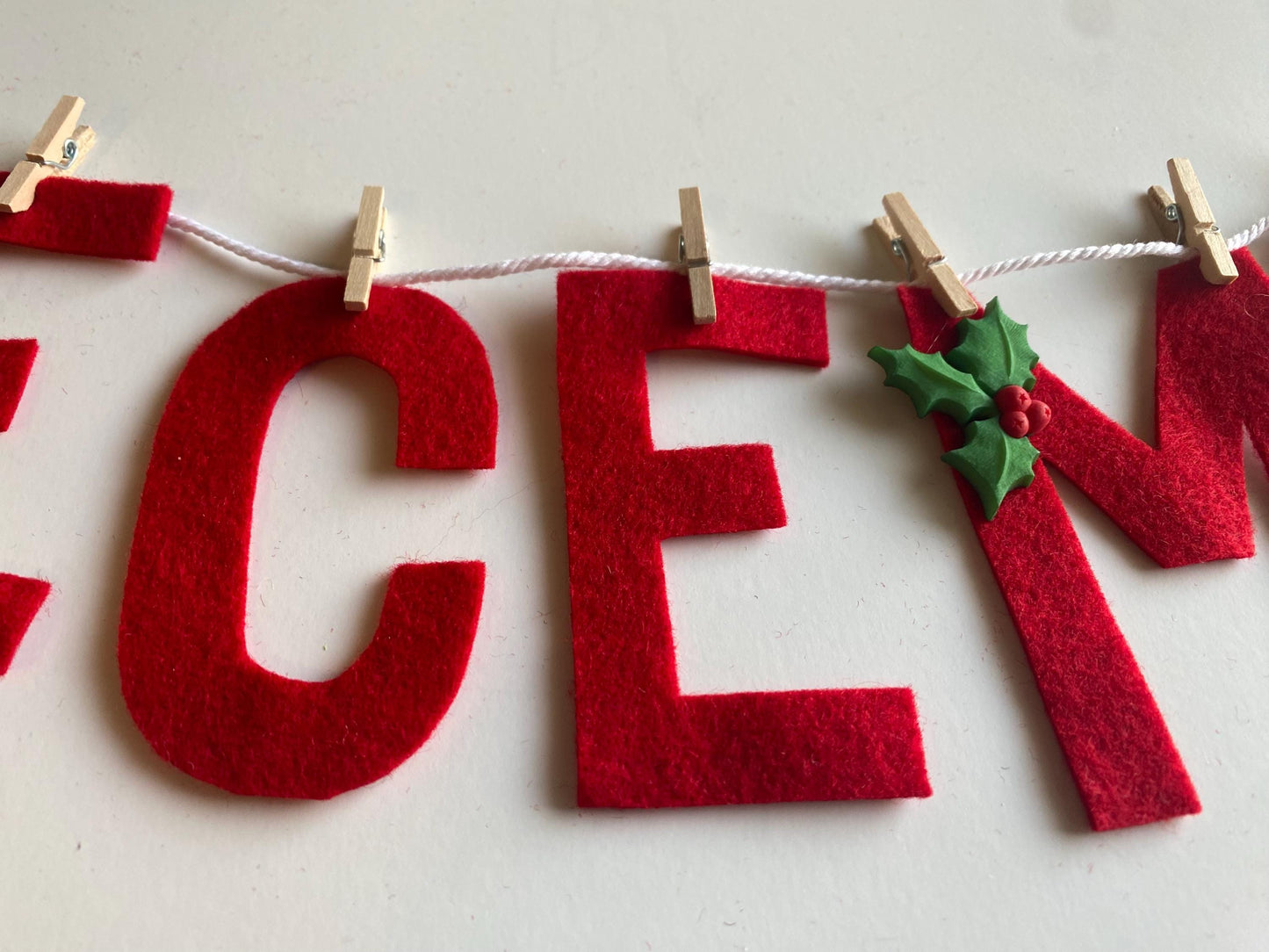 December Monthly Banner, Christmas Tree Garland with Snowflake, Classroom Bulletin Board Bunting with Holly