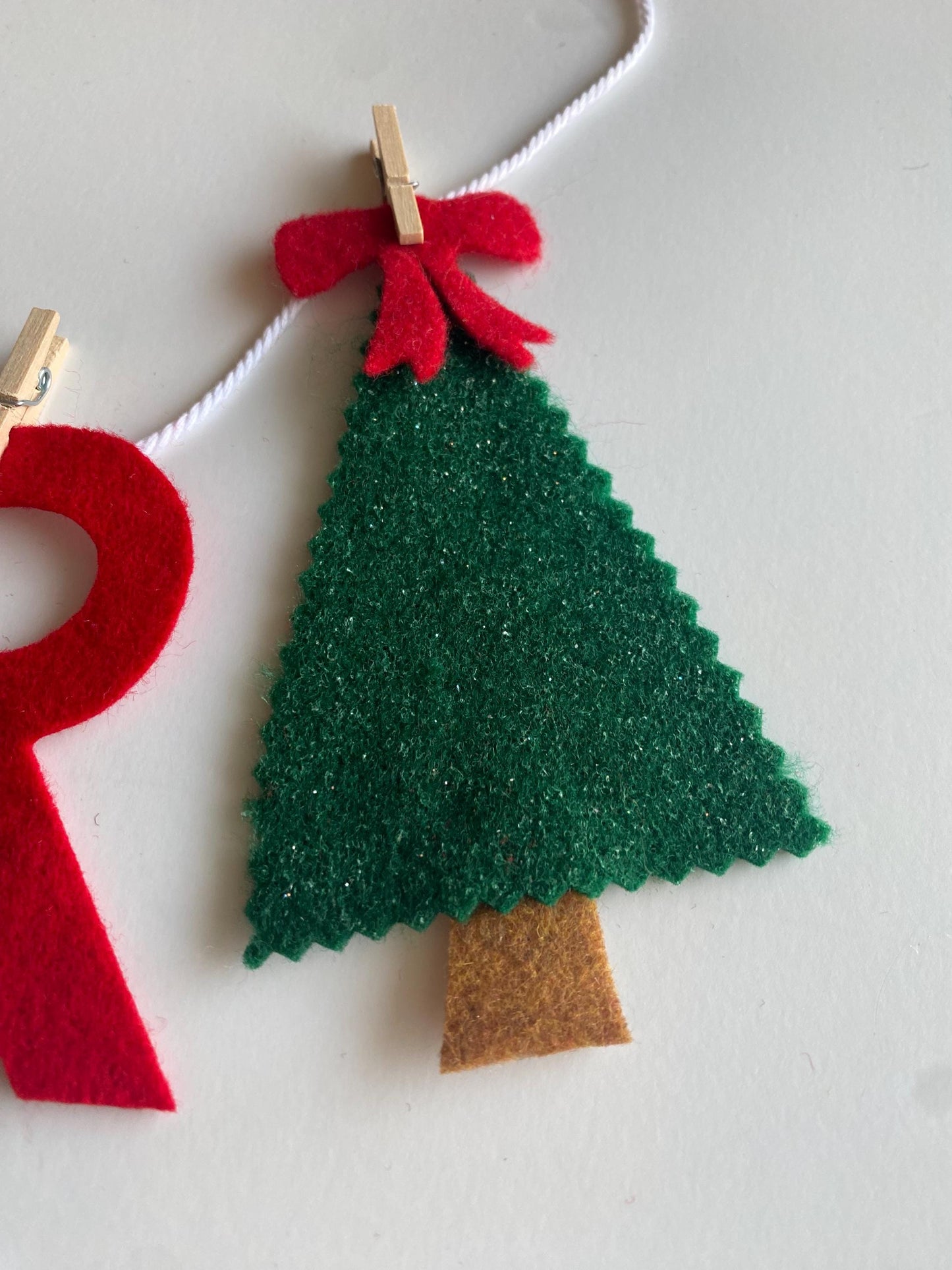 December Monthly Banner, Christmas Tree Garland with Snowflake, Classroom Bulletin Board Bunting with Holly