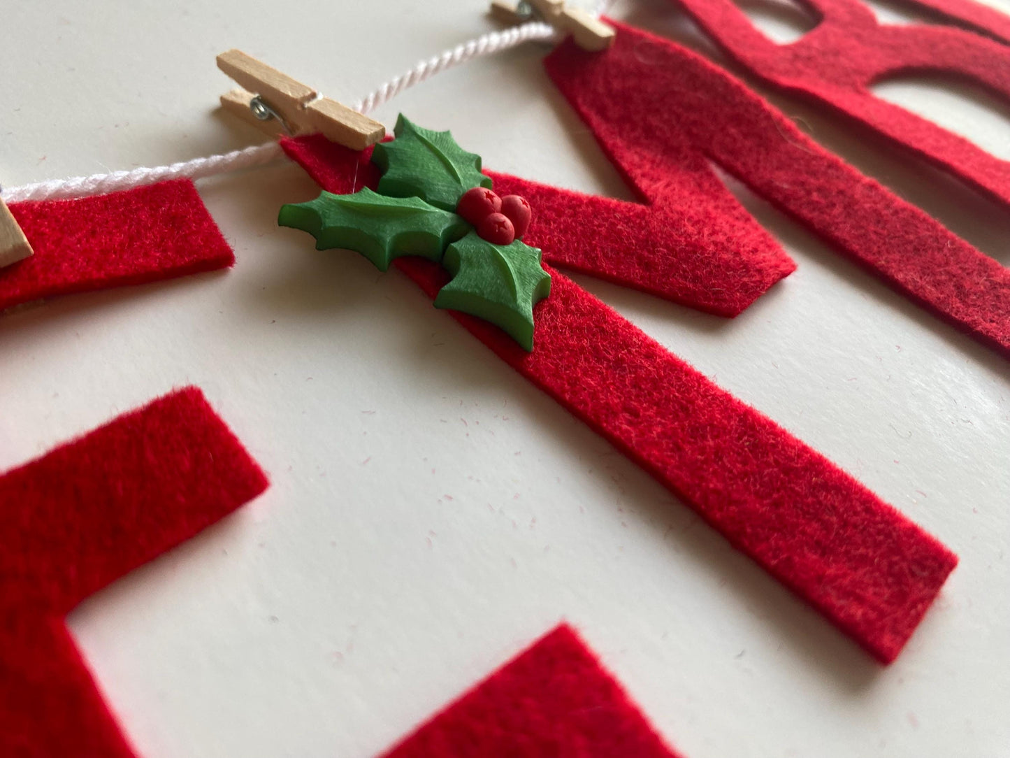 December Monthly Banner, Christmas Tree Garland with Snowflake, Classroom Bulletin Board Bunting with Holly