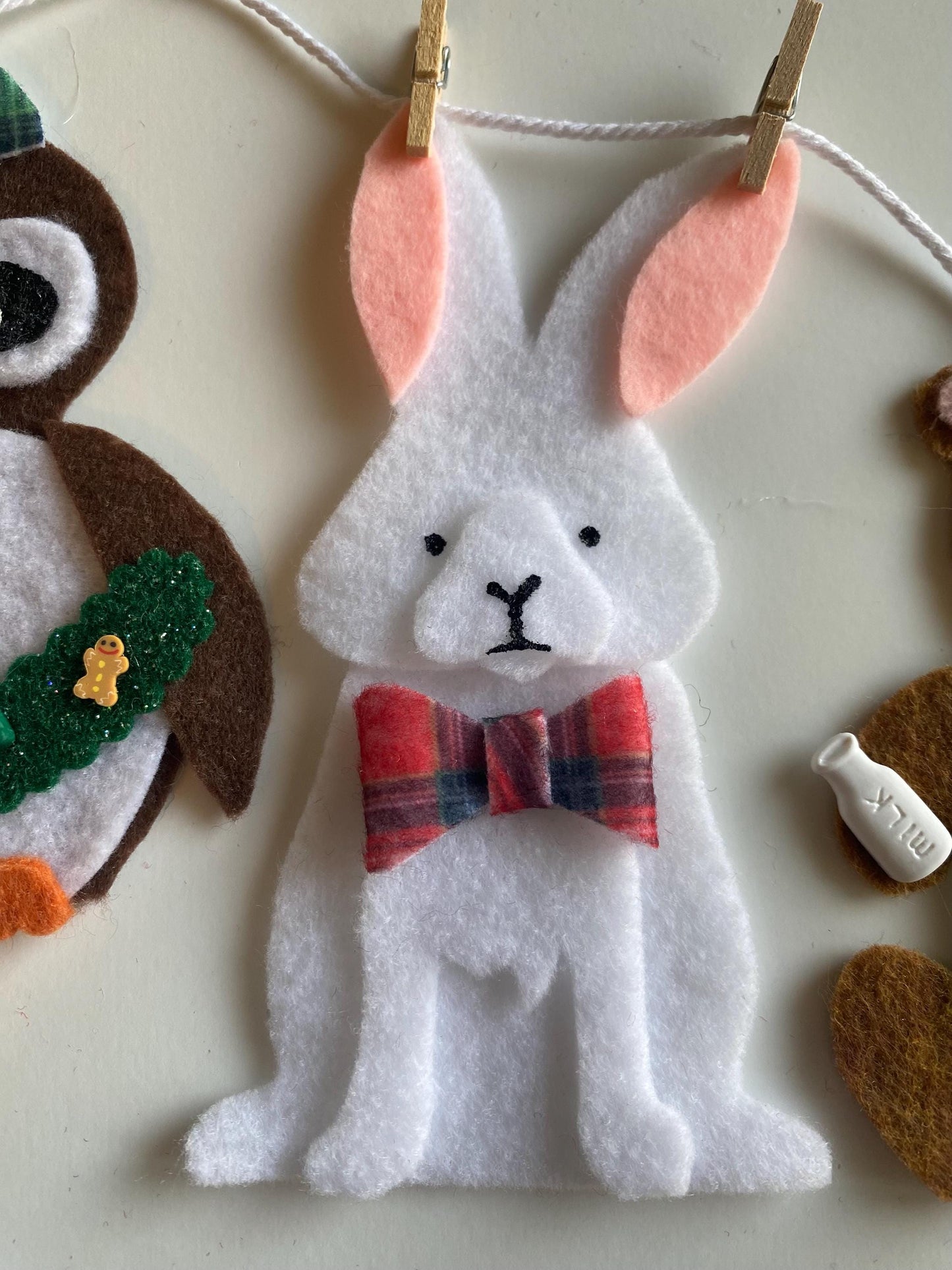 Christmas Animals Banner, Holiday Garland, December Bunting, Wall Hanging Decoration for Fireplace Mantel or Shelf