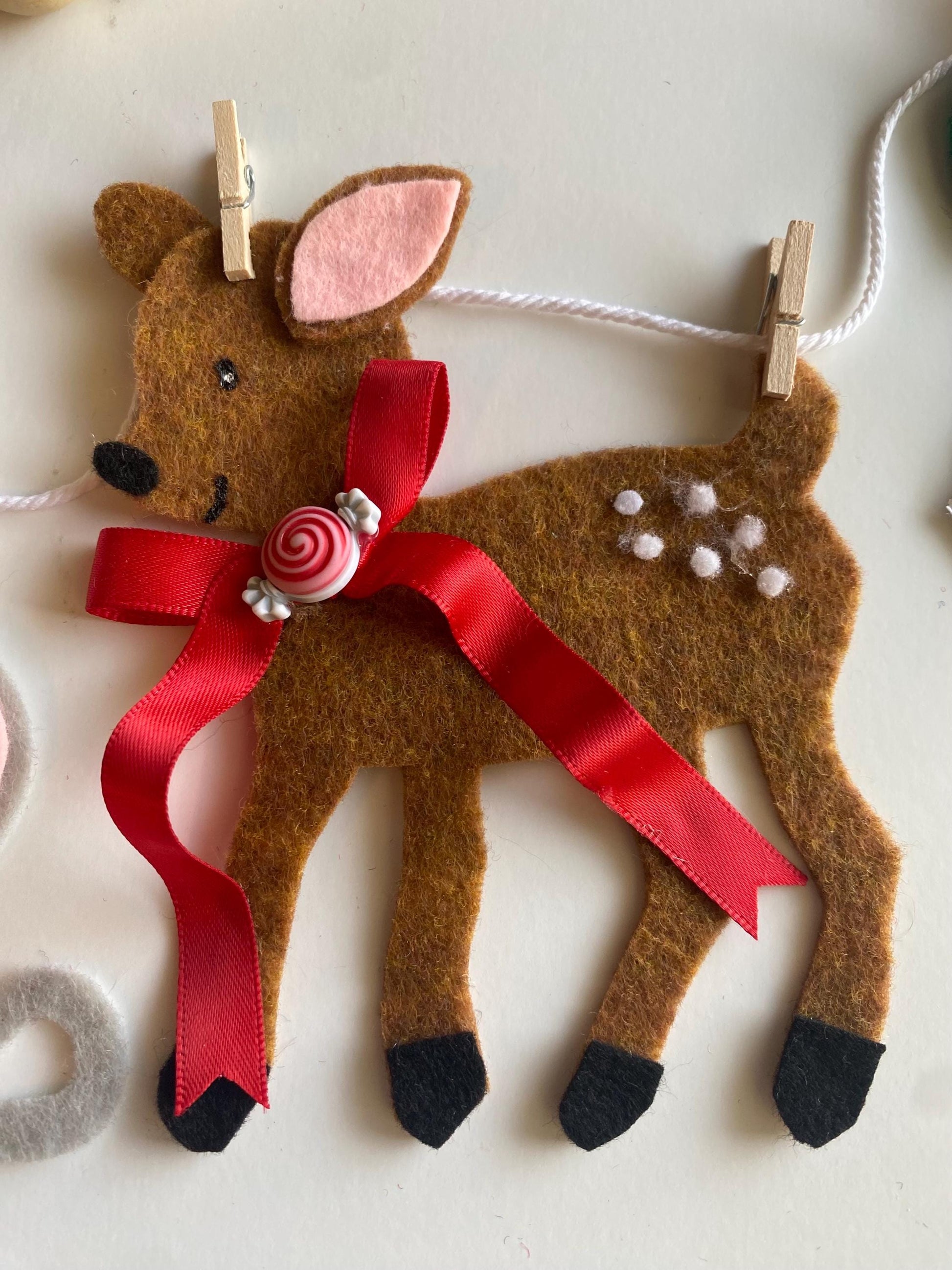 Christmas Animals Banner, Holiday Garland, December Bunting, Wall Hanging Decoration for Fireplace Mantel or Shelf