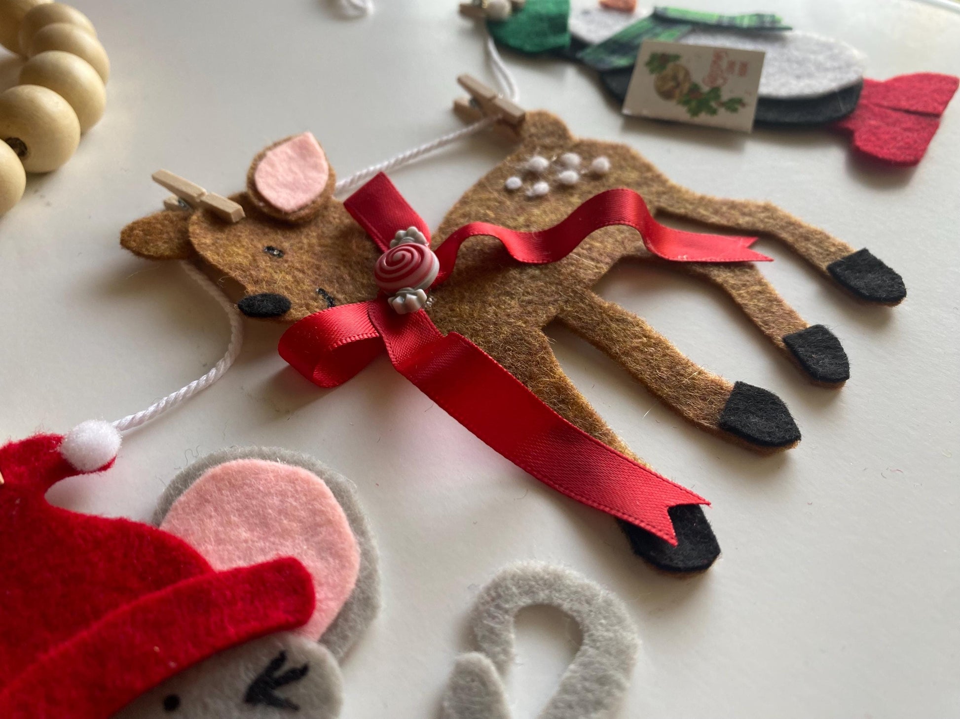 Christmas Animals Banner, Holiday Garland, December Bunting, Wall Hanging Decoration for Fireplace Mantel or Shelf