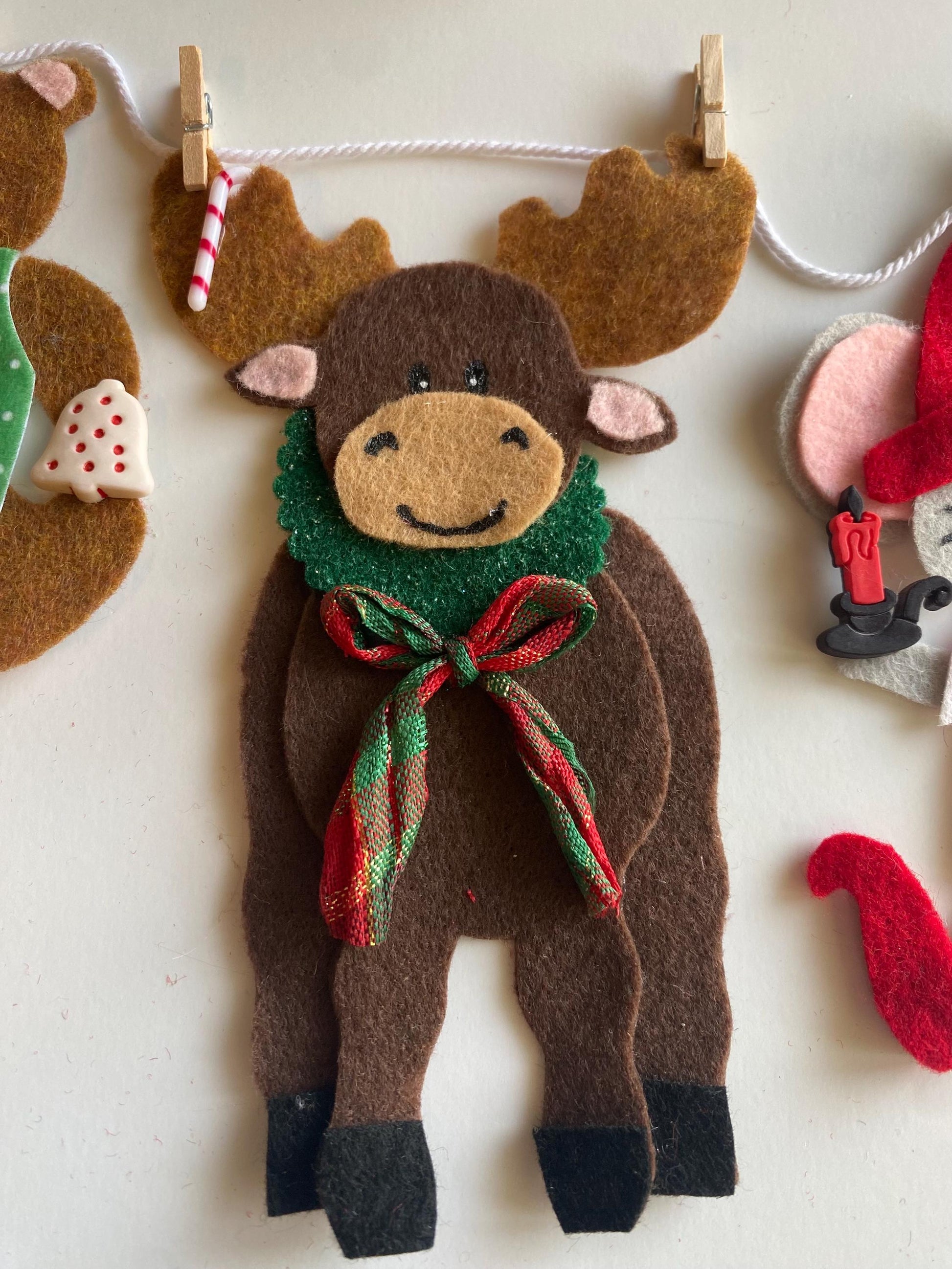 Christmas Animals Banner, Holiday Garland, December Bunting, Wall Hanging Decoration for Fireplace Mantel or Shelf