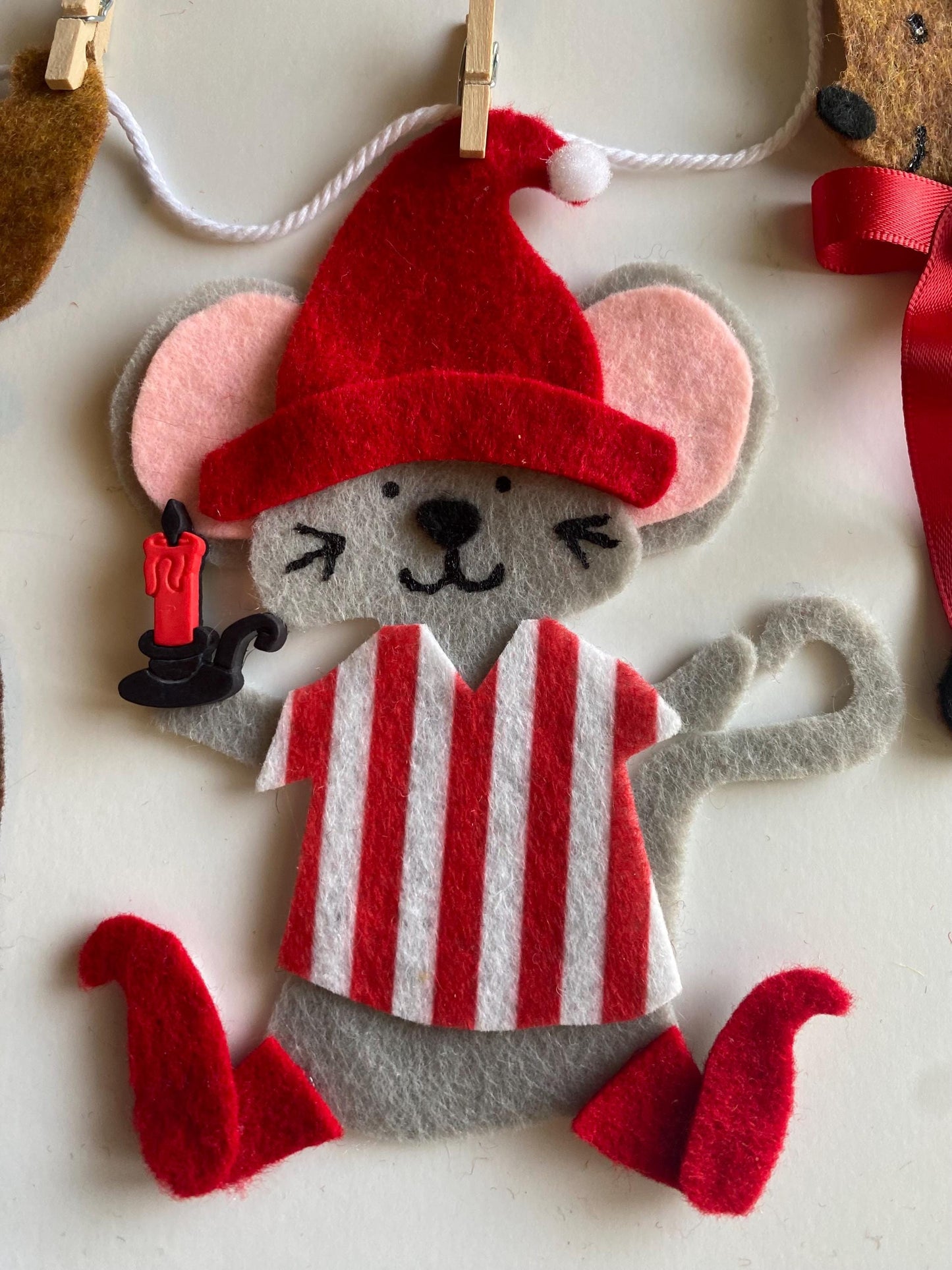 Christmas Animals Banner, Holiday Garland, December Bunting, Wall Hanging Decoration for Fireplace Mantel or Shelf