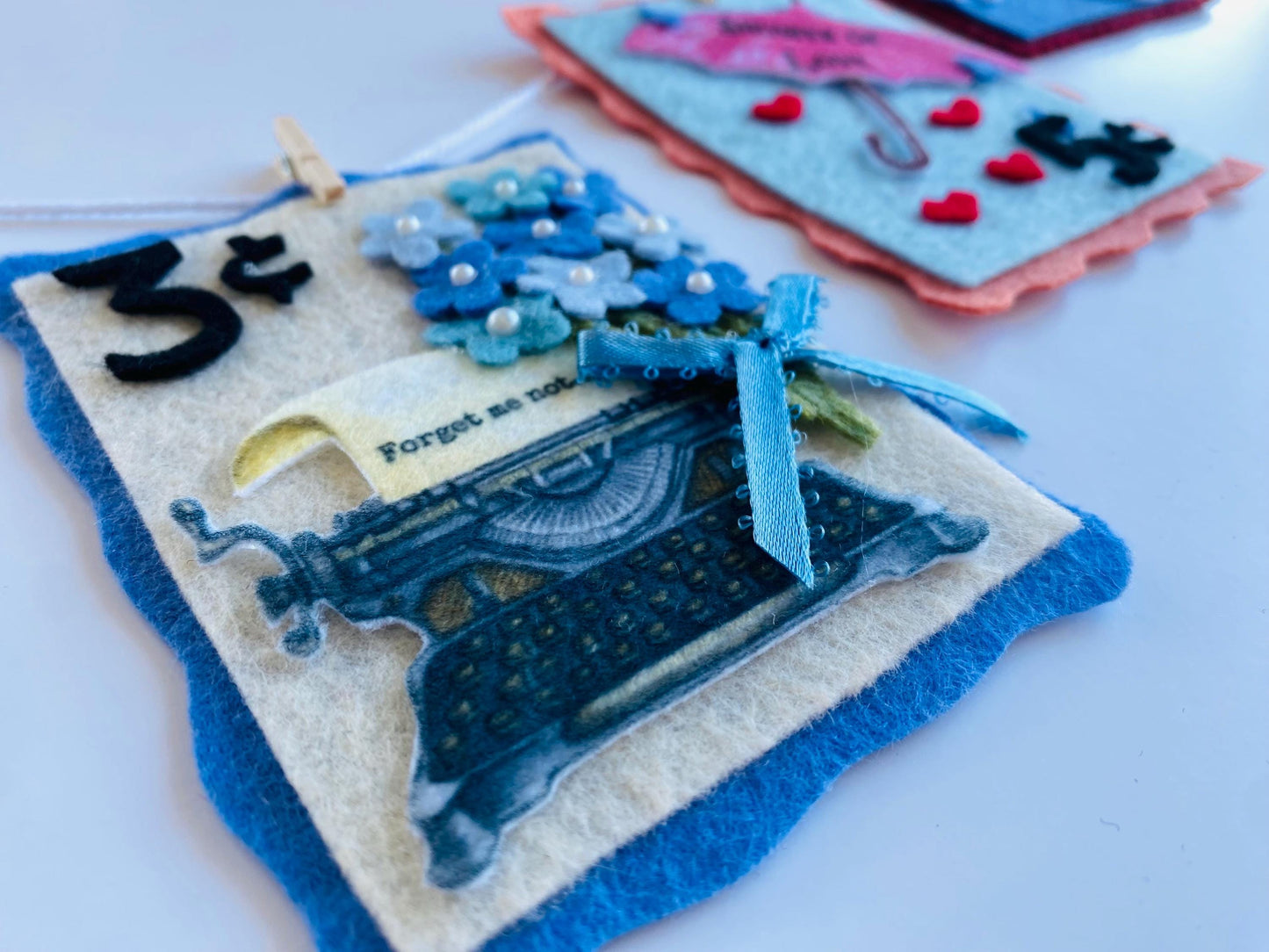 Vintage Inspired Felt Stamps Banner, Valentine’s Day Stamp Garland, Cupid Clothesline Banner, Victorian Style Postage Stamp Home Decoration