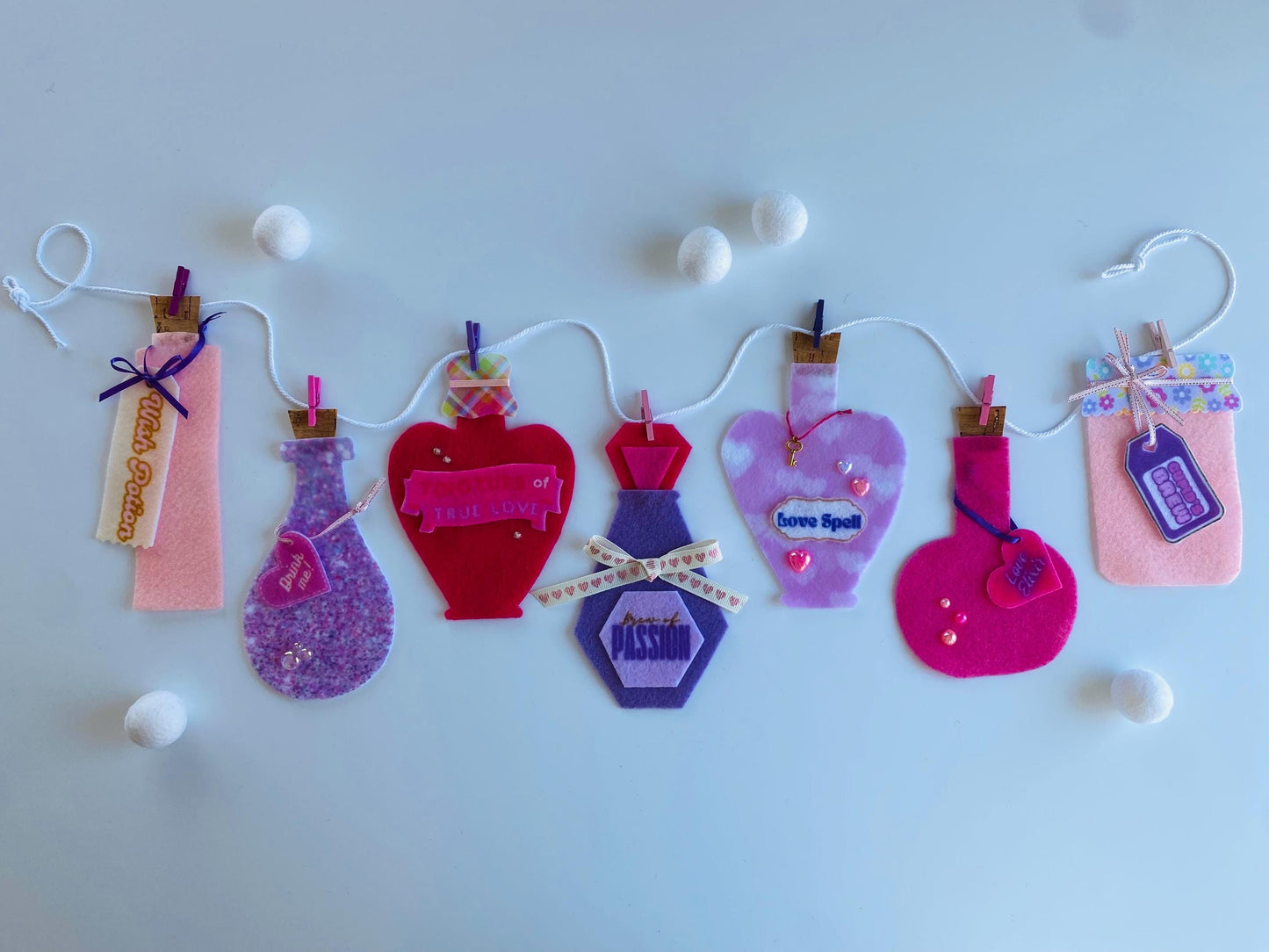 Love Potions Banner, Cupid’s Brew Garland, Valentine’s Day Bunting, Decoration for Parties or February Home Decor