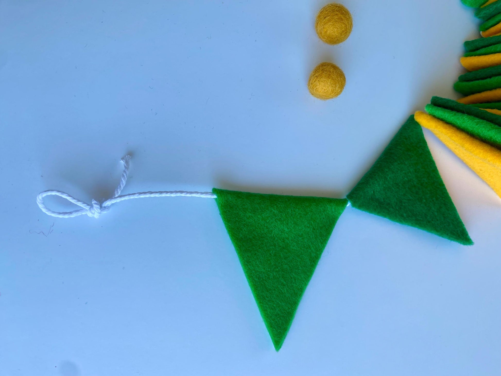 Triangle Bunting, St Patrick’s Day Green and Yellow Triangle Flag Garland, Mardi Gras Bunting, 6 feet long Felt Mantel Swag