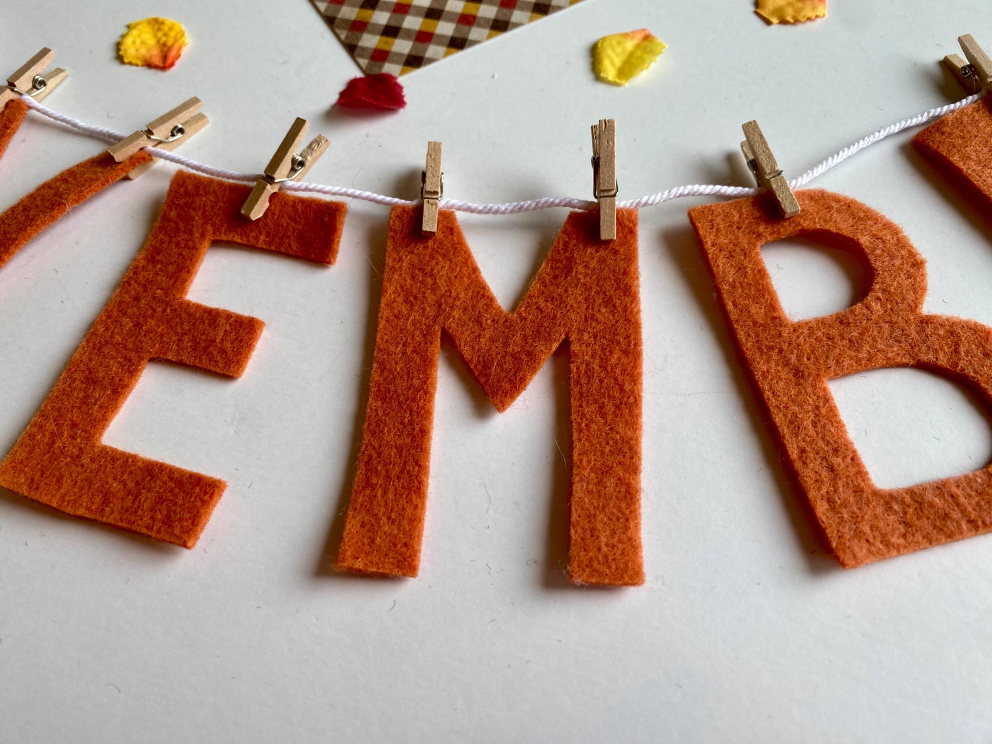 Set of 12 Miniature Felt Monthly Word Banners, Small Calendar Garlands for Bulletin Boards or Home Decorating, Clothesline Mantel Bunting