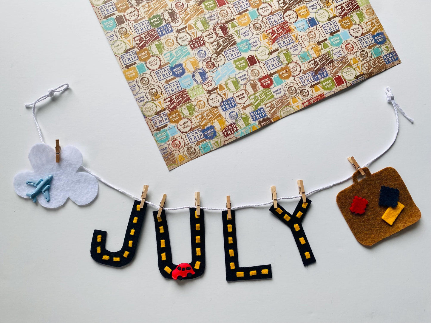 Set of 12 Miniature Felt Monthly Word Banners, Small Calendar Garlands for Bulletin Boards or Home Decorating, Clothesline Mantel Bunting