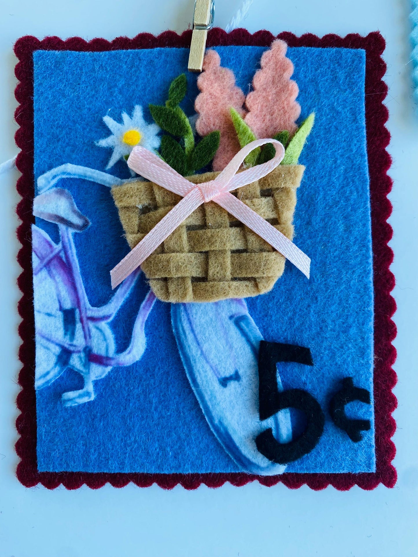 Vintage Inspired Felt Stamps Banner, Valentine’s Day Stamp Garland, Cupid Clothesline Banner, Victorian Style Postage Stamp Home Decoration