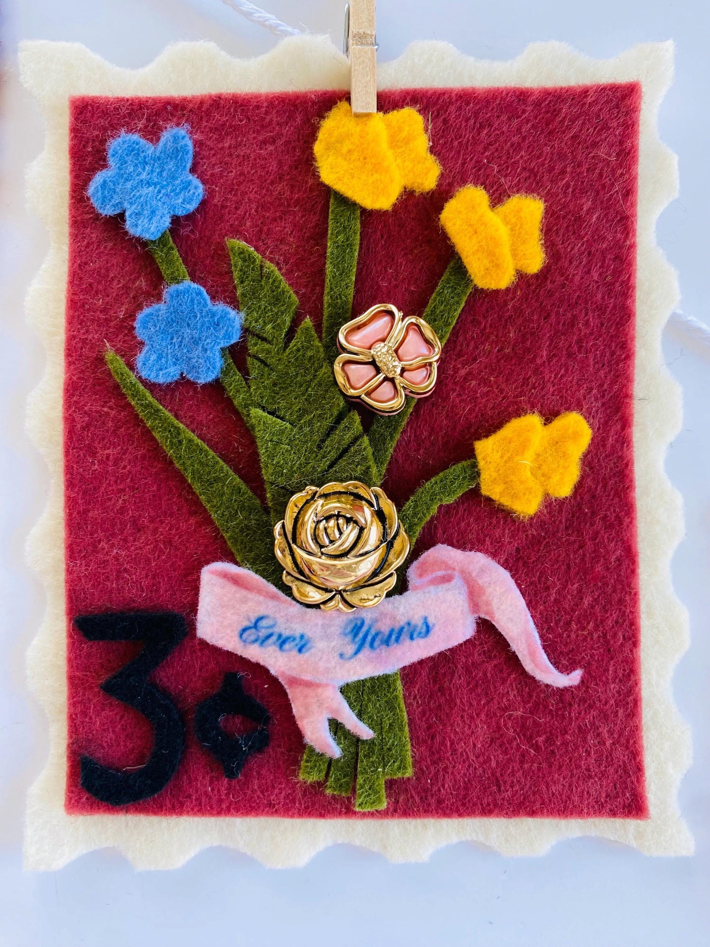 Vintage Inspired Felt Stamps Banner, Valentine’s Day Stamp Garland, Cupid Clothesline Banner, Victorian Style Postage Stamp Home Decoration