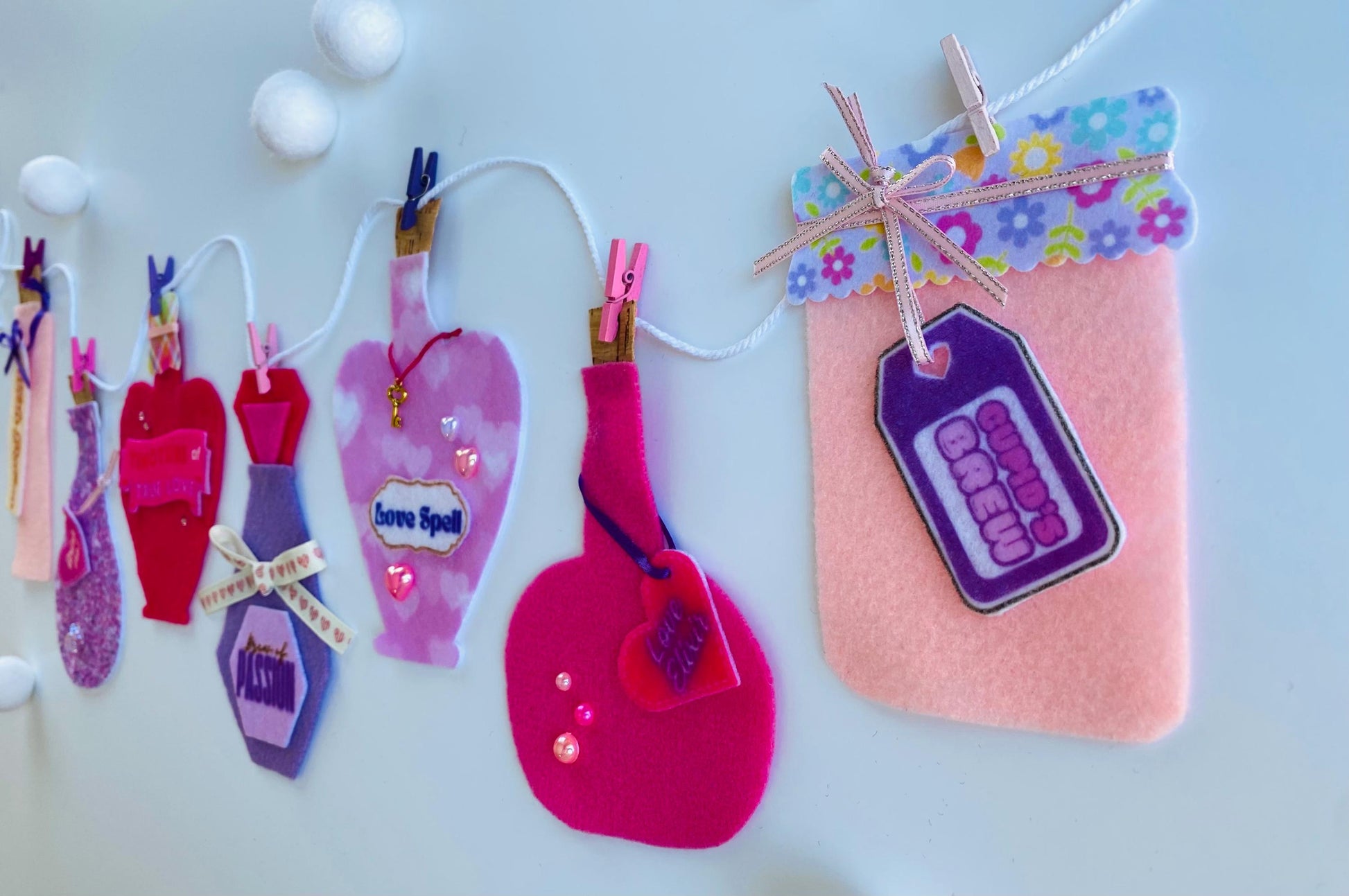 Love Potions Banner, Cupid’s Brew Garland, Valentine’s Day Bunting, Decoration for Parties or February Home Decor