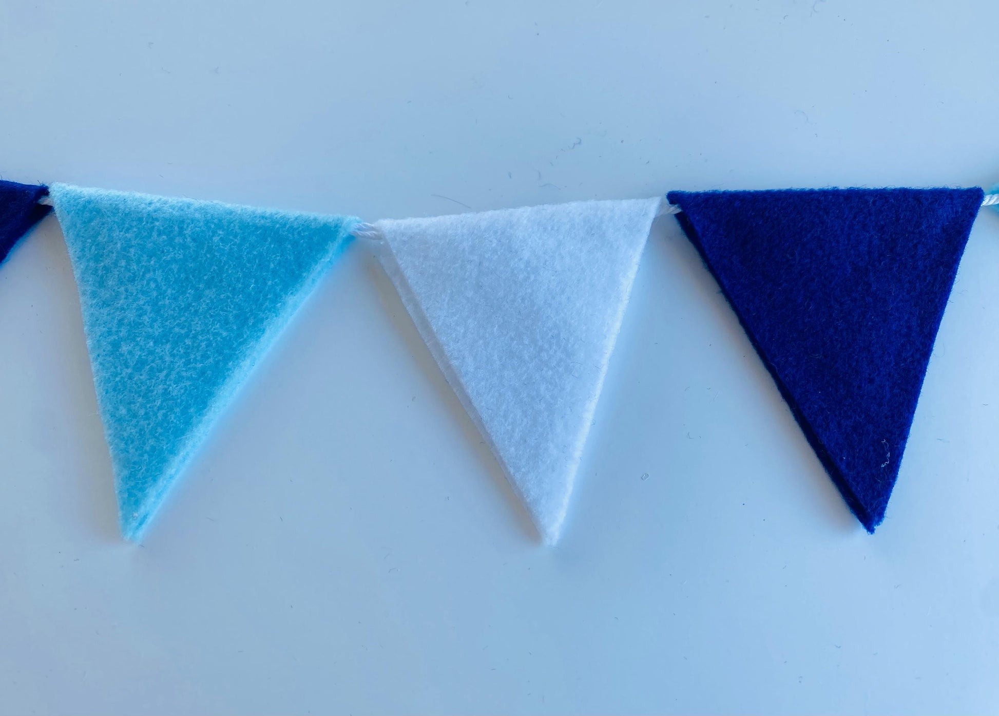Triangle Bunting, Winter Blue and White Triangle Flag Garland, Baby Boy Bunting, 6 feet long Felt Mantel Swag or Party Decor