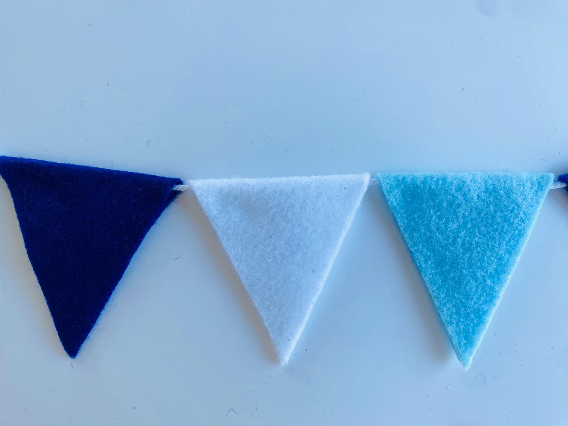 Triangle Bunting, Winter Blue and White Triangle Flag Garland, Baby Boy Bunting, 6 feet long Felt Mantel Swag or Party Decor