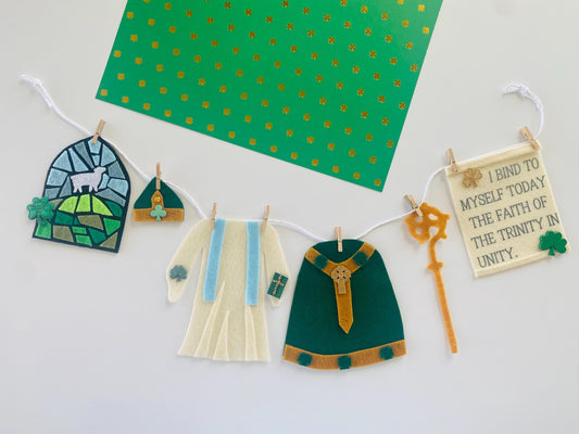 Saint Patrick Miniature Felt Clothesline Banner Garland Bunting Wall Hanging Decoration