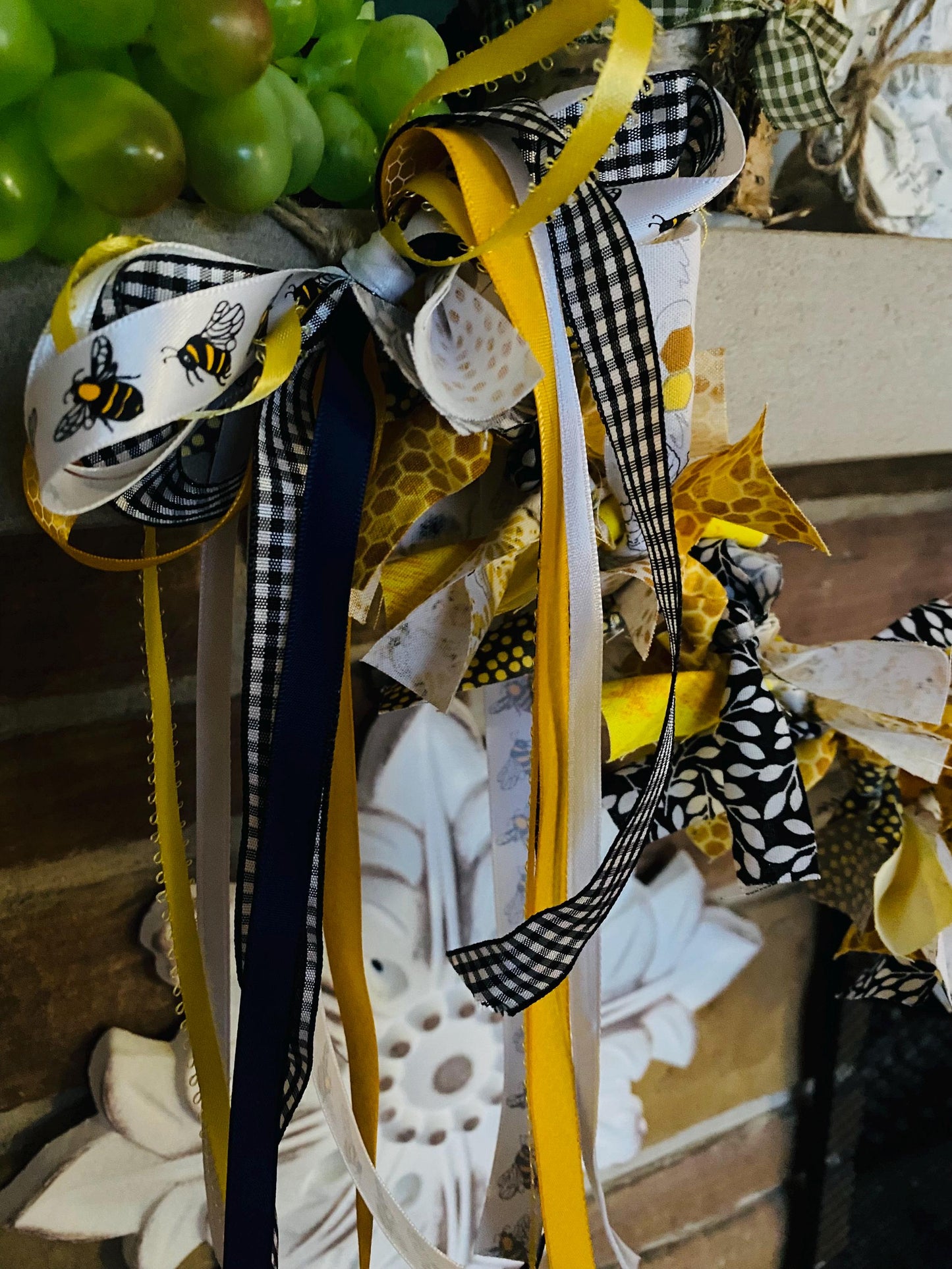 Bee Garland, Bee Hive Decoration, Spring Fabric Garland, Bumble Bee Bunting, Honey Banner, Honeybee Decor, Honey Bee Banner, Set of Two