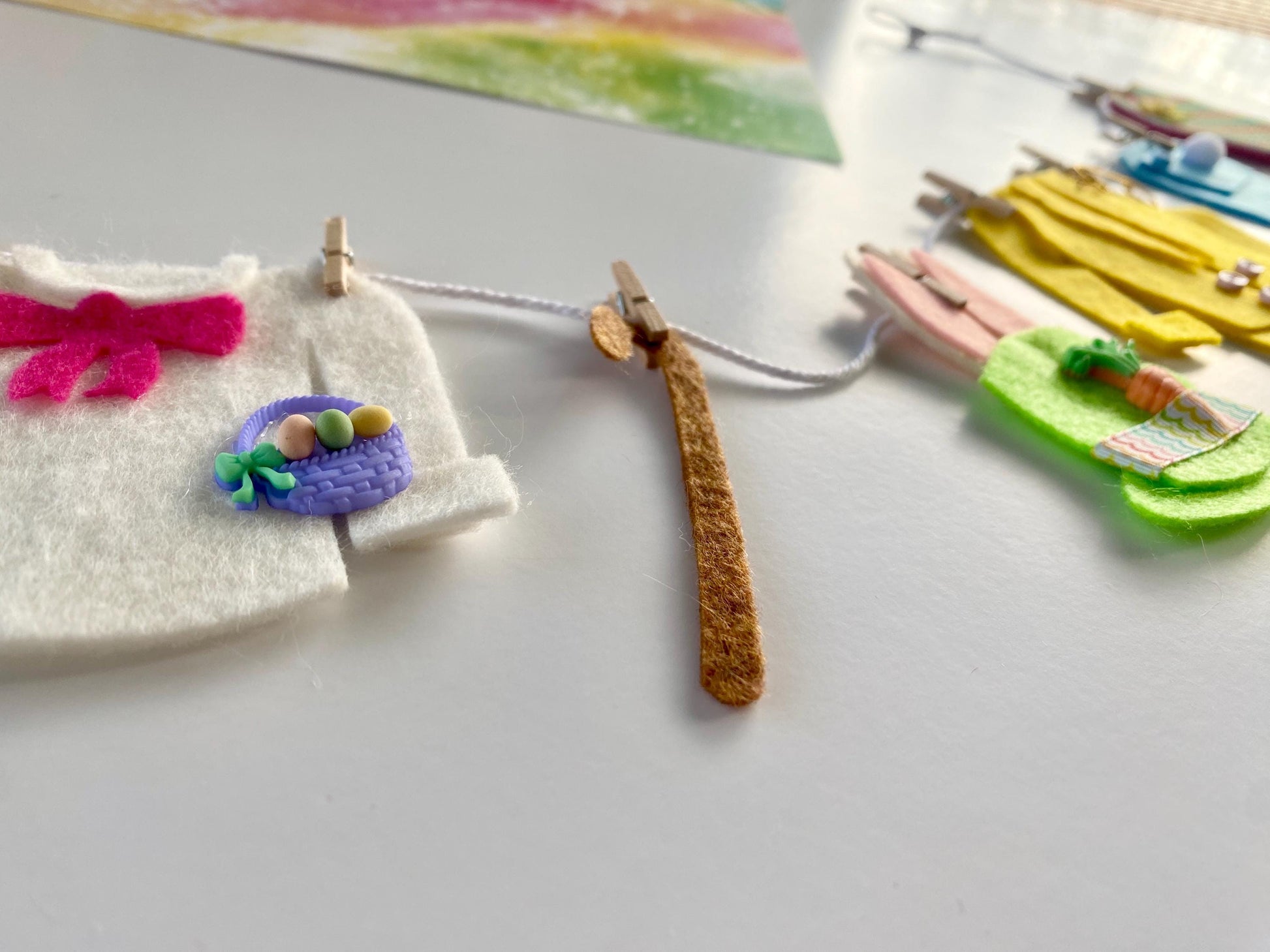 Easter Garland Felt, Clothesline Garland Easter, Easter Mantel Garland, Easter Bunny Door Decor