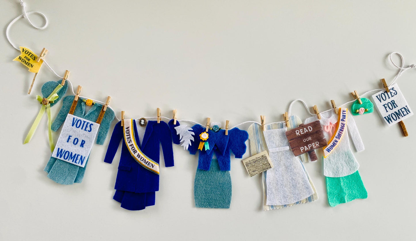 Votes for Women Miniature Felt Clothesline, Women's Suffrage Party Banner, Women's Liberation Bunting, Garland, Wall Hanging Decoration